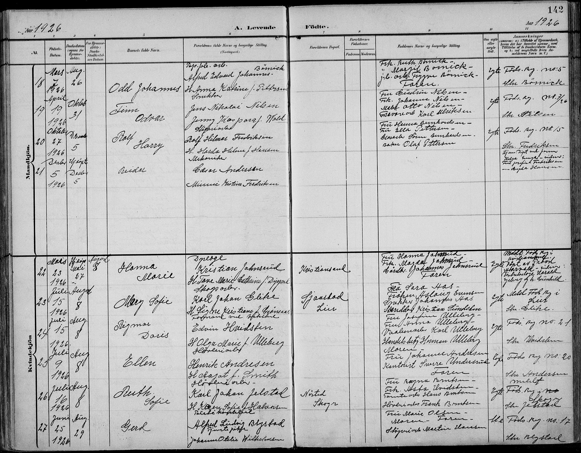 Strømsø kirkebøker, AV/SAKO-A-246/F/Fb/L0008: Parish register (official) no. II 8, 1902-1933, p. 142