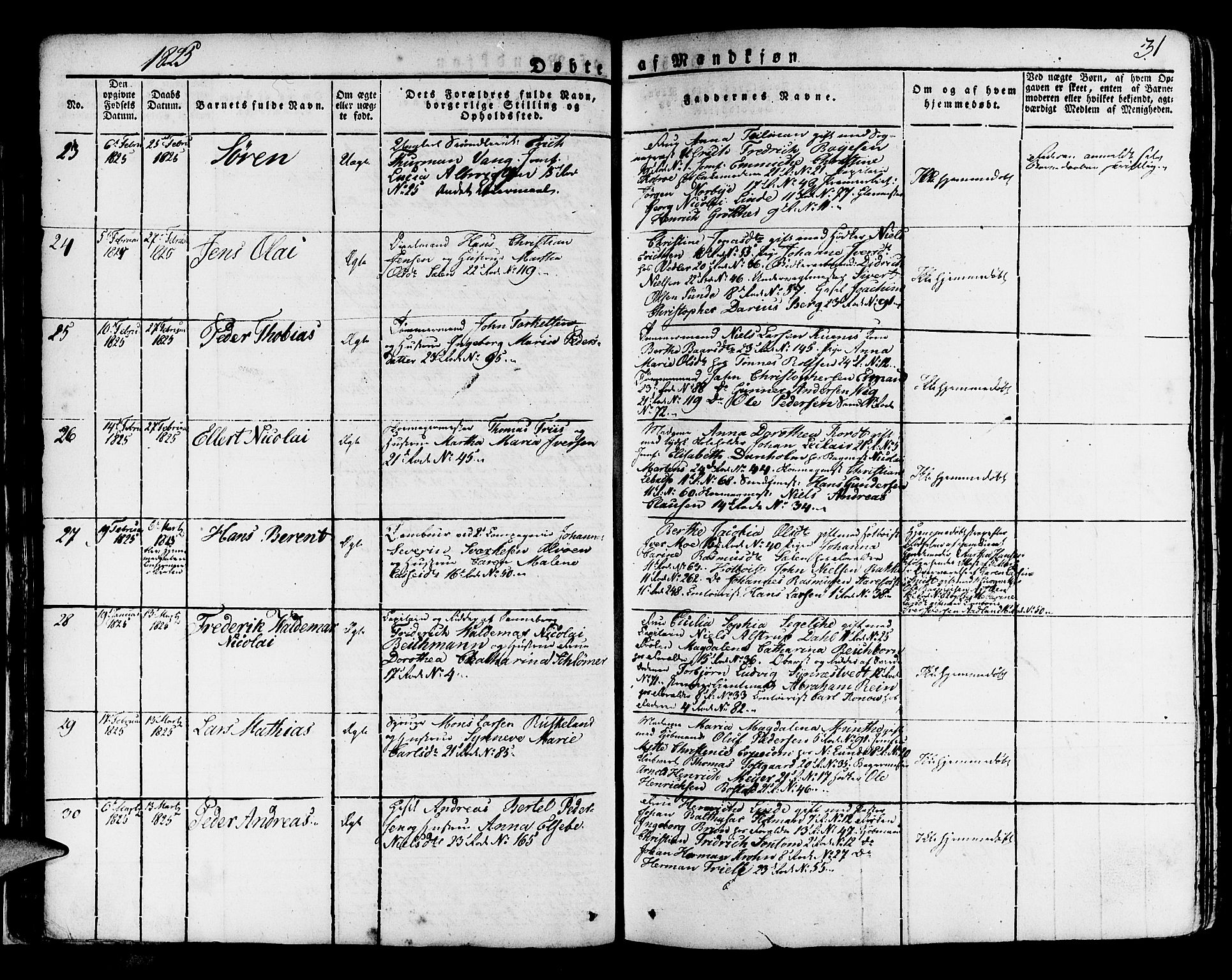 Korskirken sokneprestembete, AV/SAB-A-76101/H/Haa/L0014: Parish register (official) no. A 14, 1823-1835, p. 31