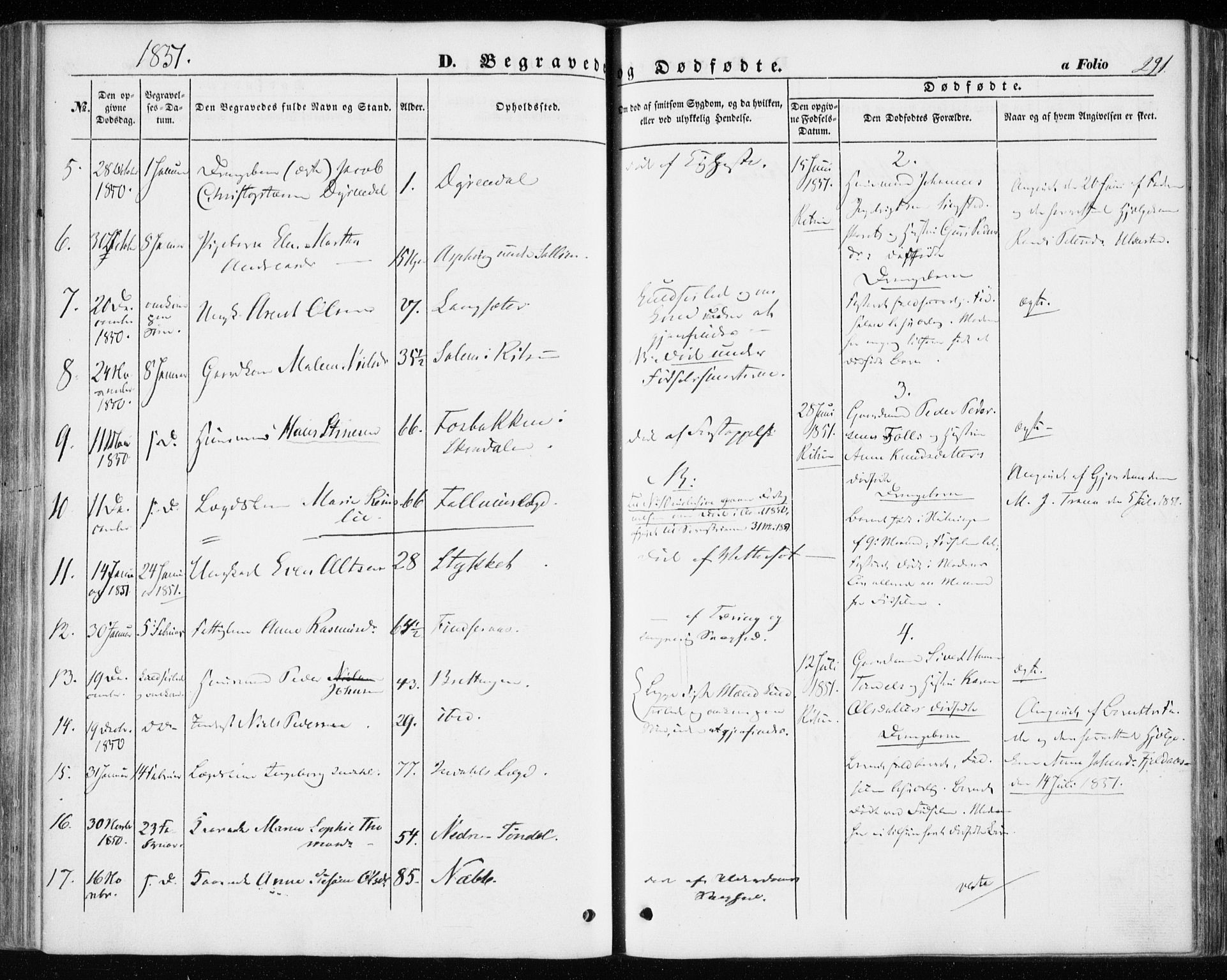 Ministerialprotokoller, klokkerbøker og fødselsregistre - Sør-Trøndelag, SAT/A-1456/646/L0611: Parish register (official) no. 646A09, 1848-1857, p. 291
