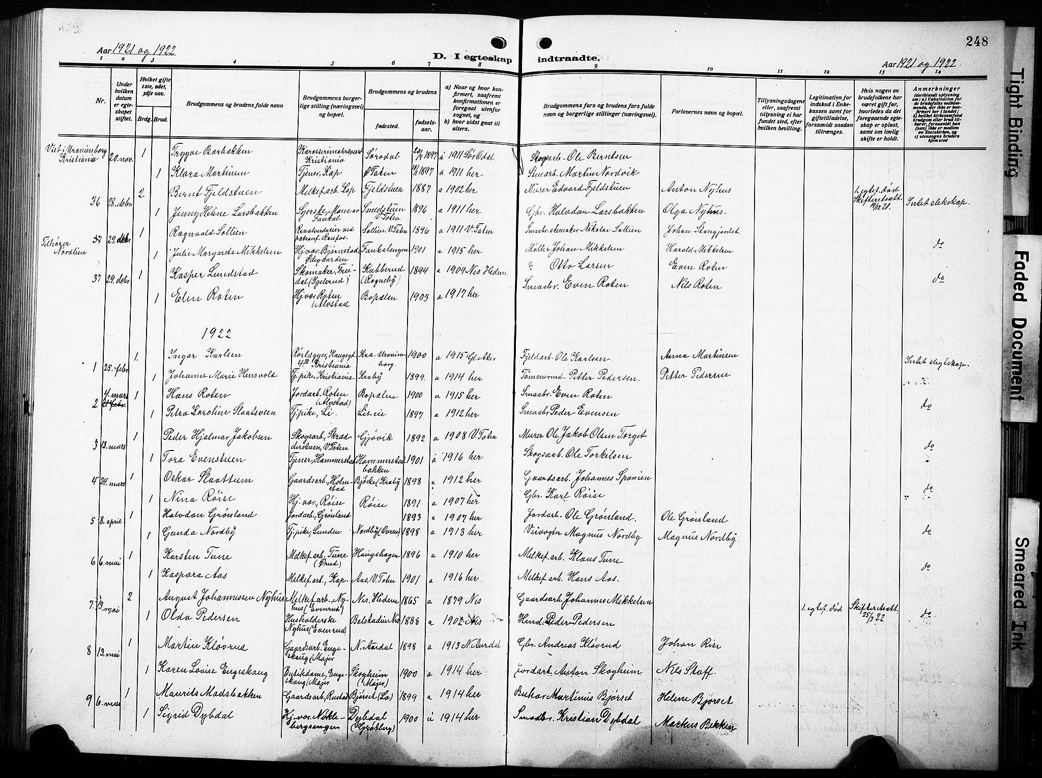 Østre Toten prestekontor, SAH/PREST-104/H/Ha/Hab/L0010: Parish register (copy) no. 10, 1912-1933, p. 248