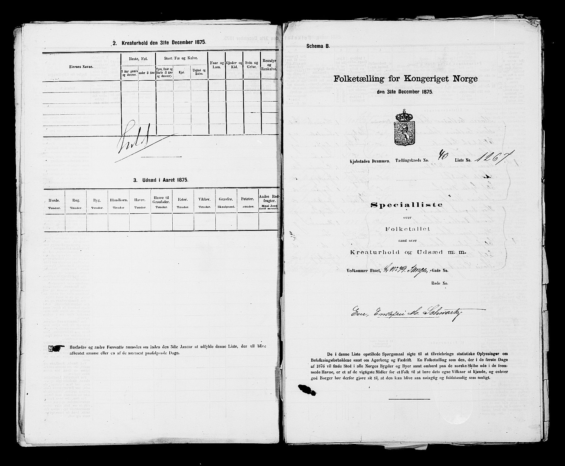 SAKO, 1875 census for 0602 Drammen, 1875, p. 3467