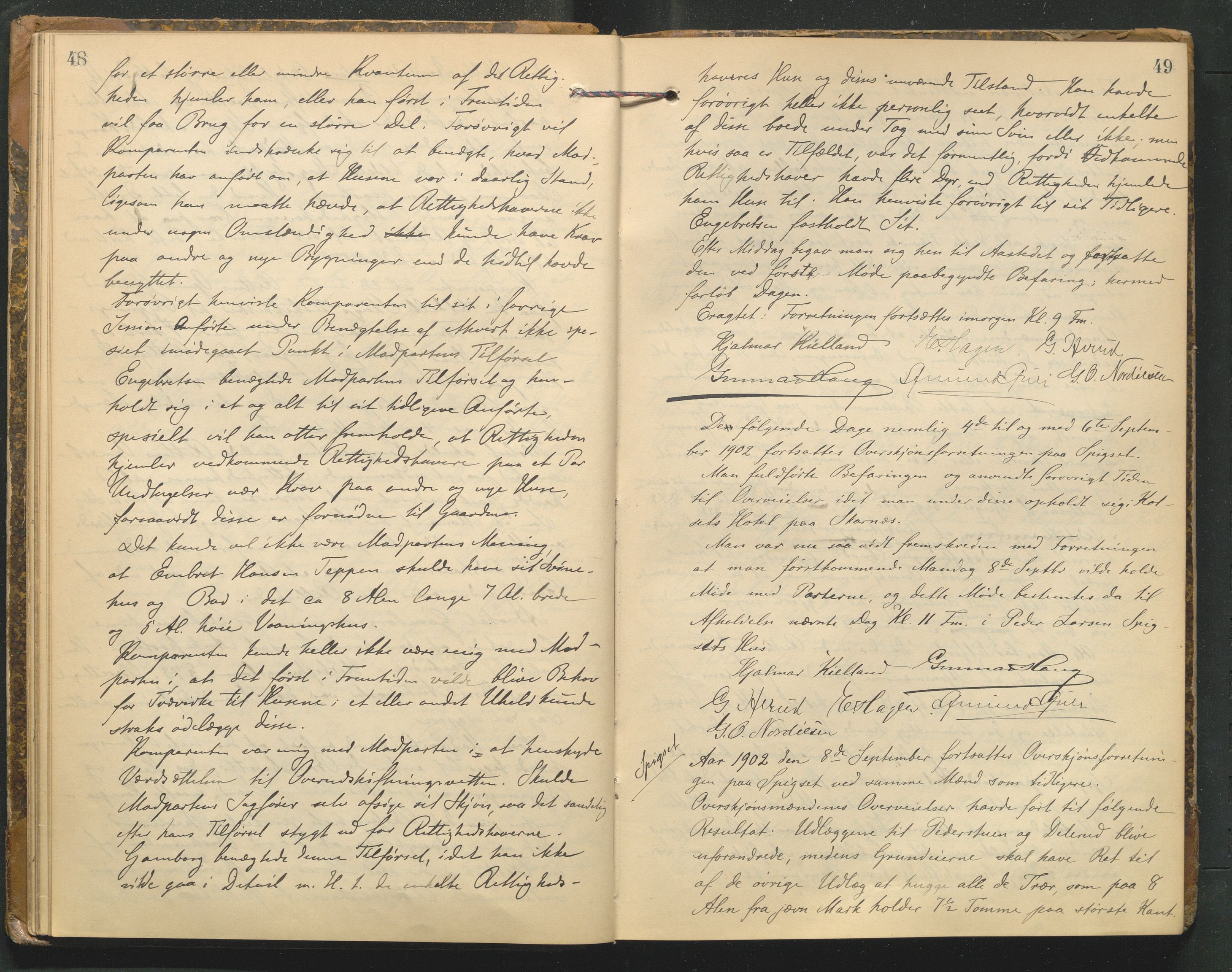 Hedmark og Østerdal jordskifterett, AV/SAH-JORDSKIFTEH-002/G/Ga/L0003/0001: Rettsbøker / Rettsbok - K, 1901-1913, p. 48-49