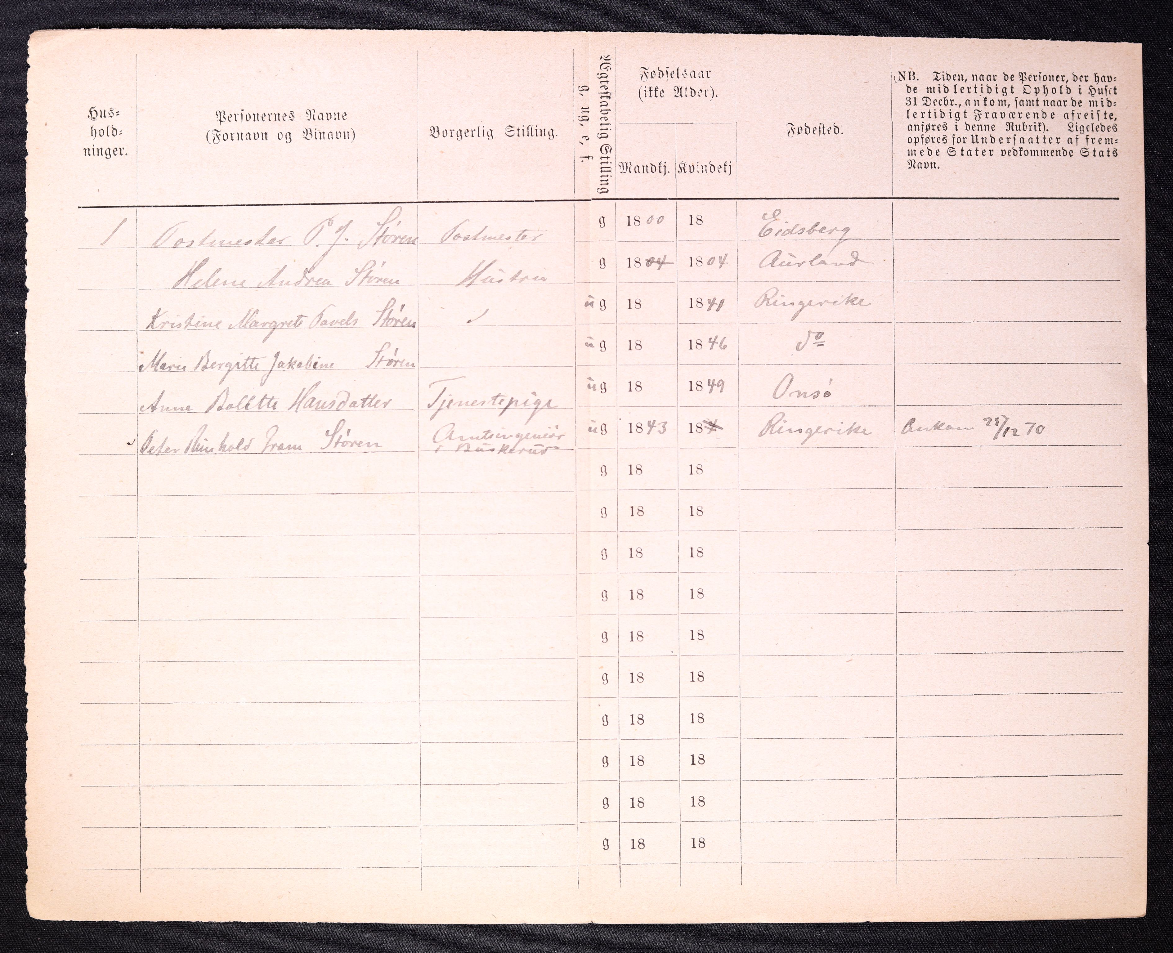 RA, 1870 census for 0103 Fredrikstad, 1870, p. 1038