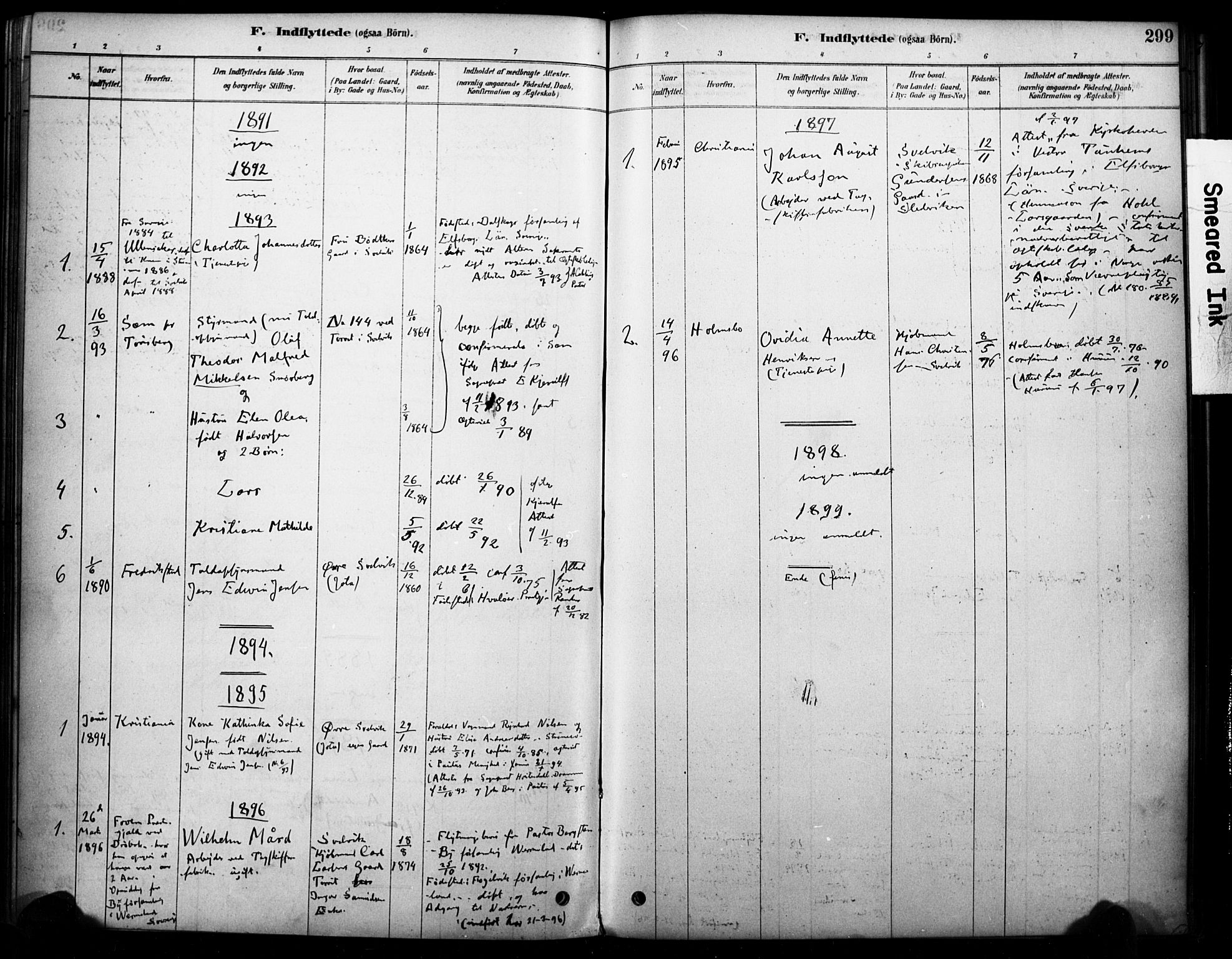 Strømm kirkebøker, AV/SAKO-A-322/F/Fb/L0001: Parish register (official) no. II 1, 1878-1899, p. 299