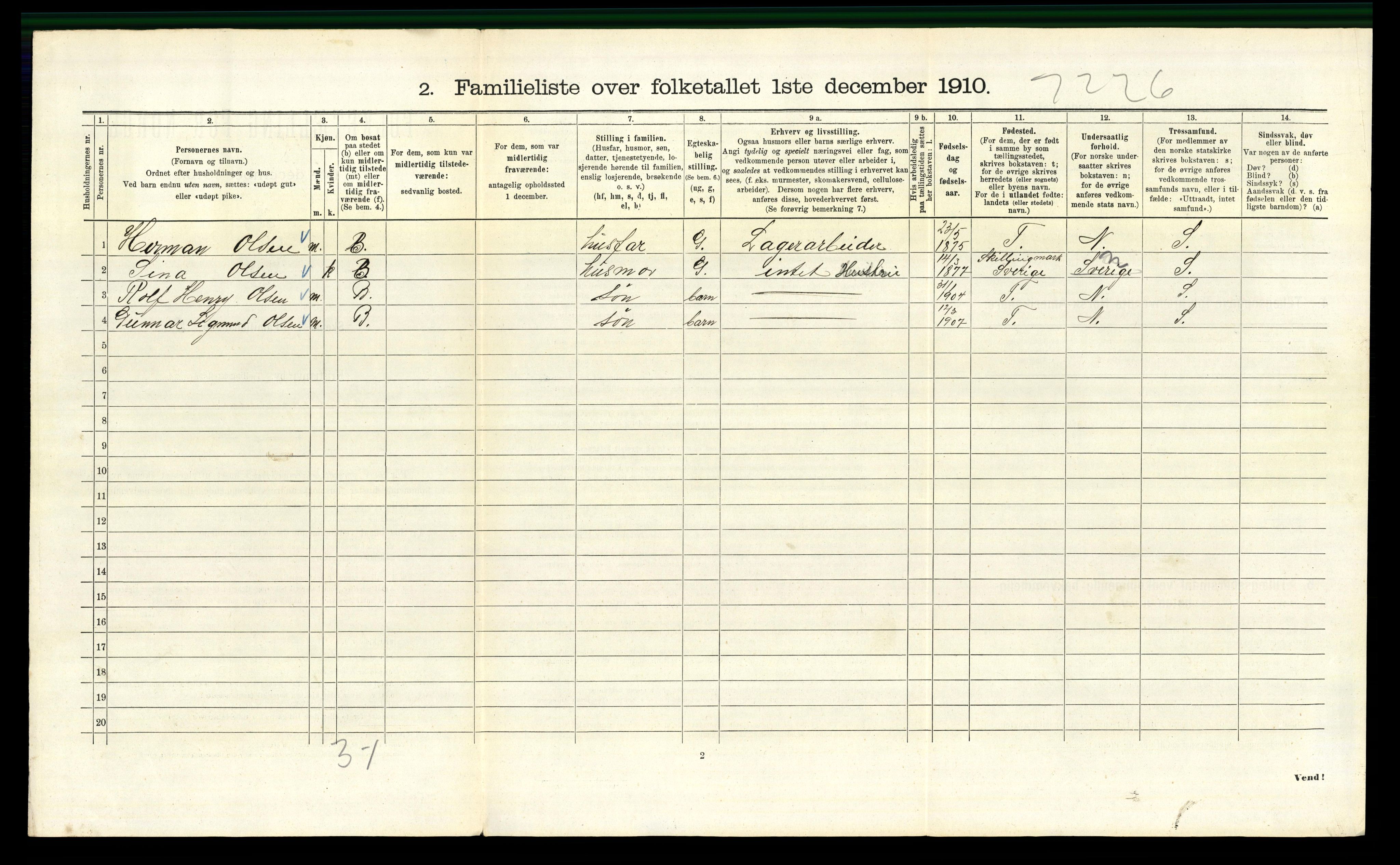 RA, 1910 census for Kristiania, 1910, p. 20200