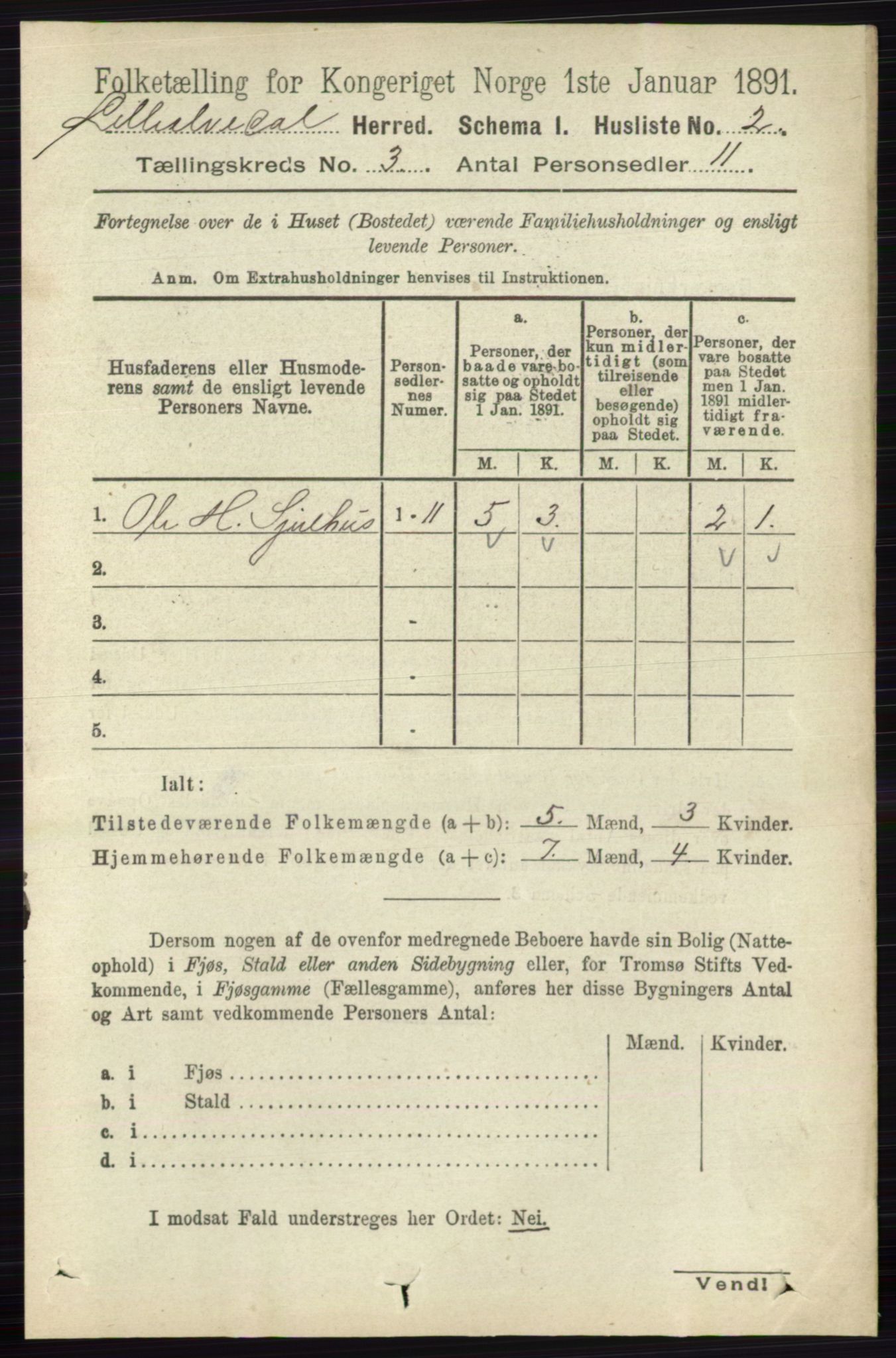 RA, 1891 census for 0438 Lille Elvedalen, 1891, p. 996