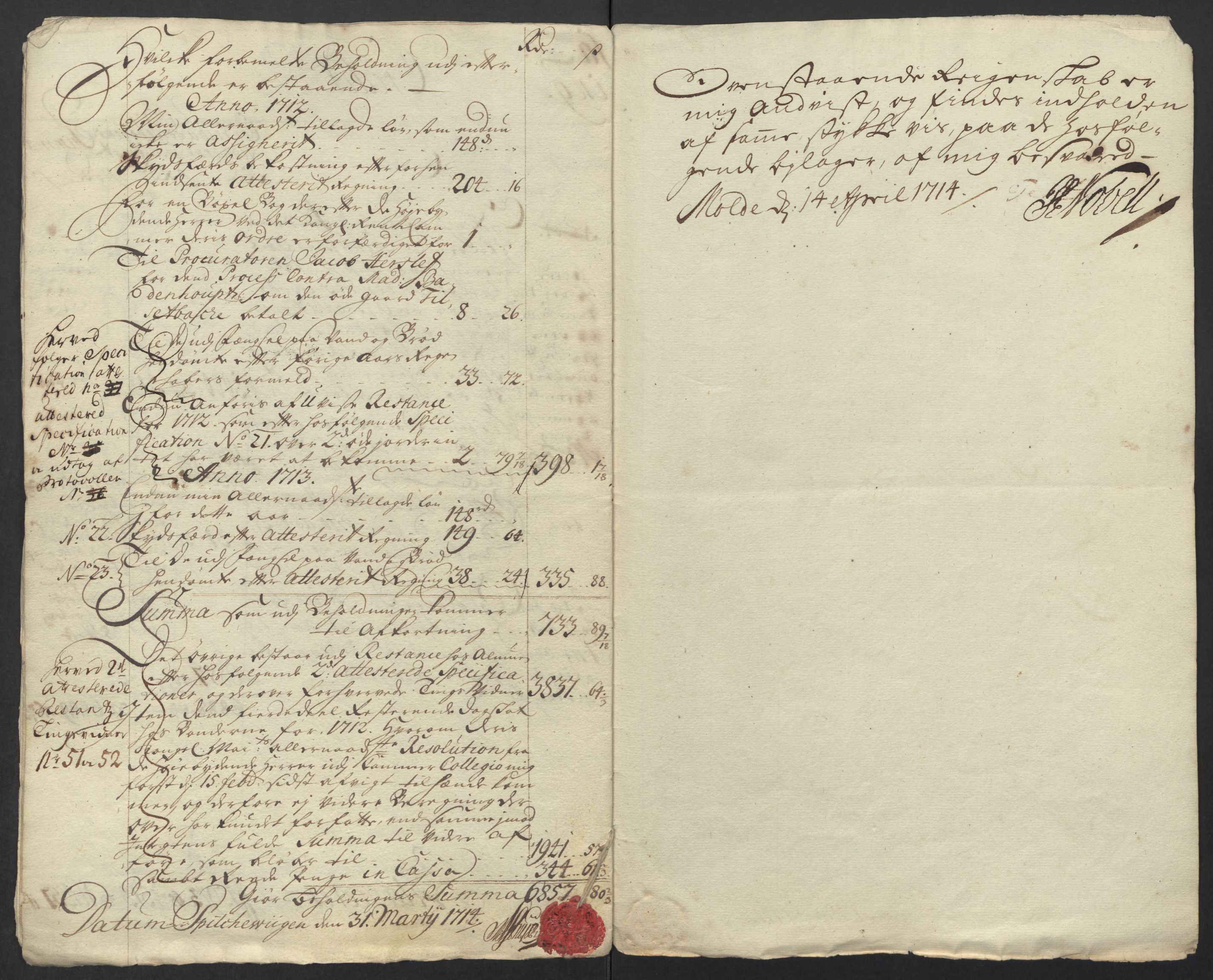 Rentekammeret inntil 1814, Reviderte regnskaper, Fogderegnskap, AV/RA-EA-4092/R54/L3565: Fogderegnskap Sunnmøre, 1712-1713, p. 314