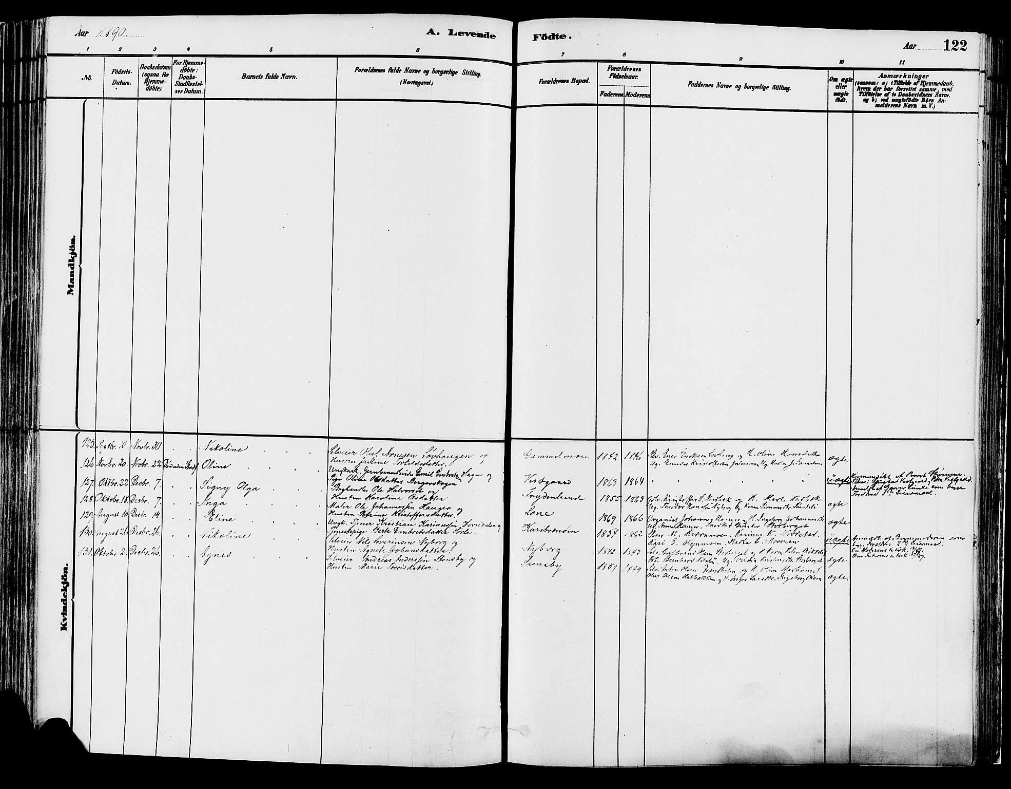 Elverum prestekontor, AV/SAH-PREST-044/H/Ha/Haa/L0013: Parish register (official) no. 13, 1880-1890, p. 122