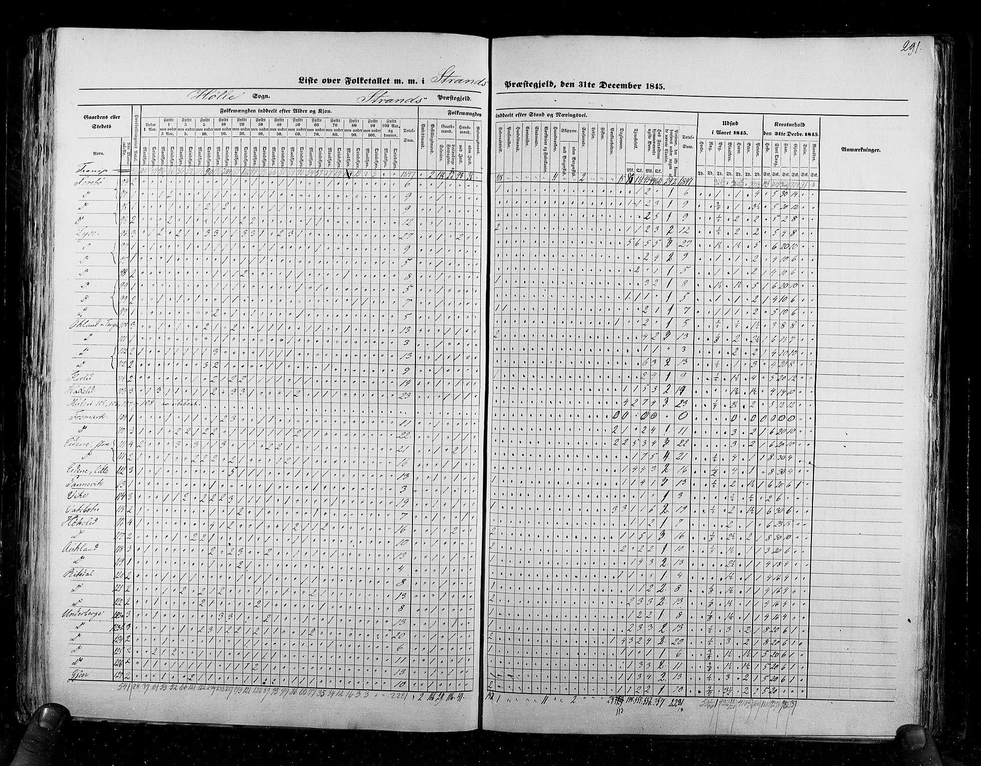 RA, Census 1845, vol. 6: Lister og Mandal amt og Stavanger amt, 1845, p. 291