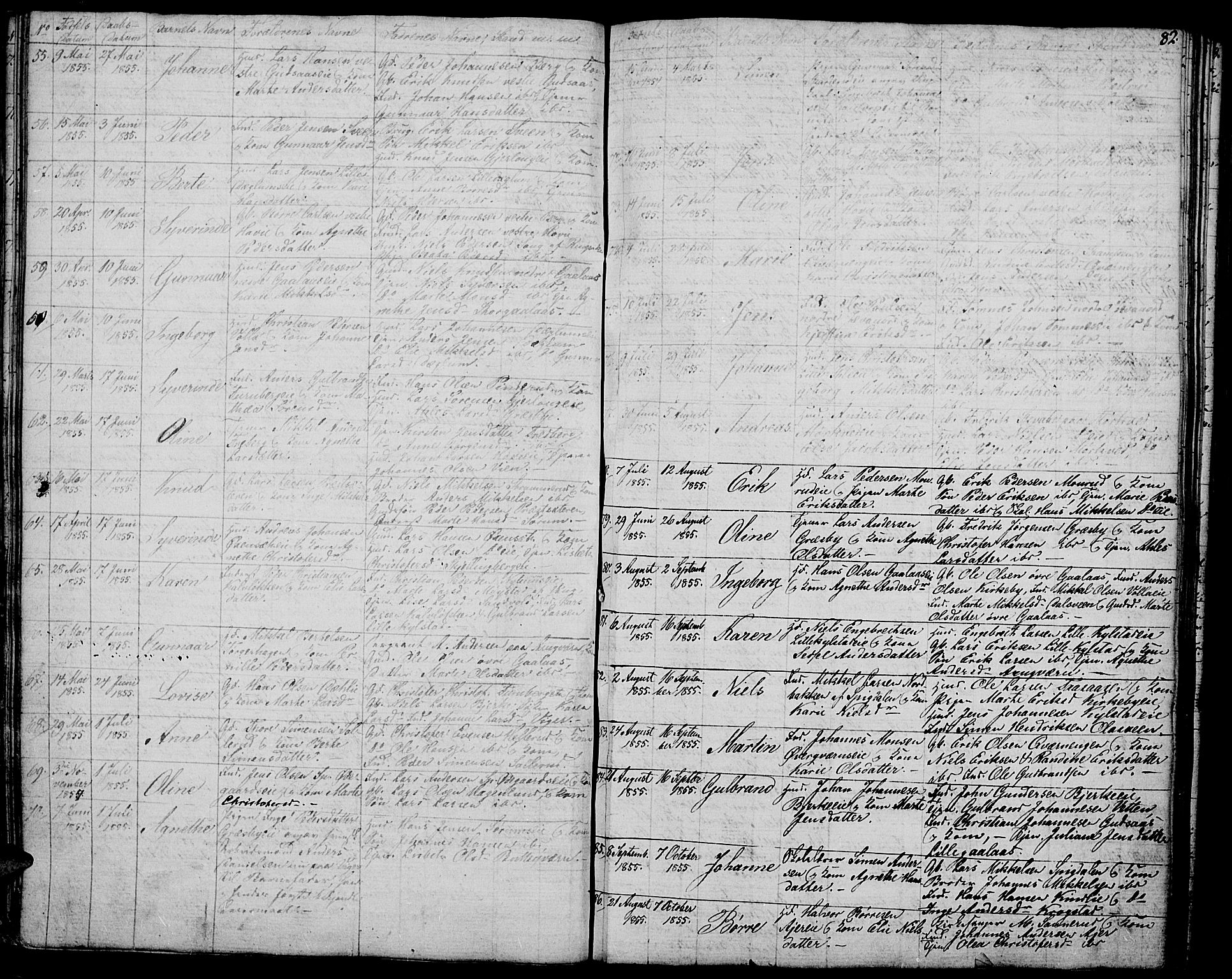 Vang prestekontor, Hedmark, AV/SAH-PREST-008/H/Ha/Hab/L0009: Parish register (copy) no. 9, 1836-1870, p. 82