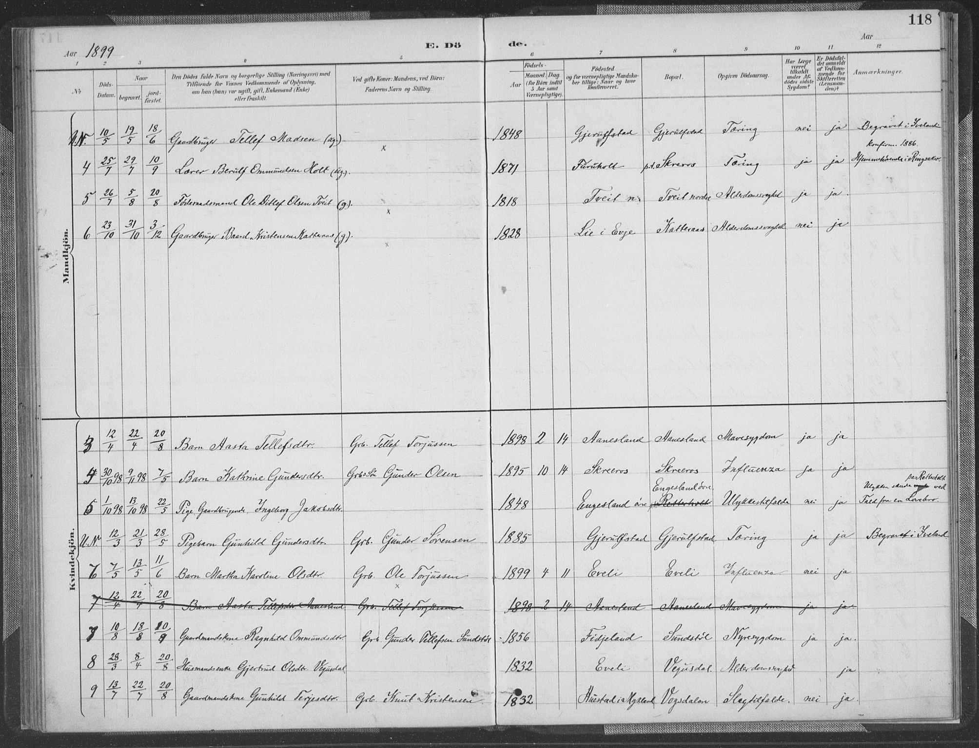 Herefoss sokneprestkontor, AV/SAK-1111-0019/F/Fa/Fab/L0004: Parish register (official) no. A 4, 1887-1909, p. 118