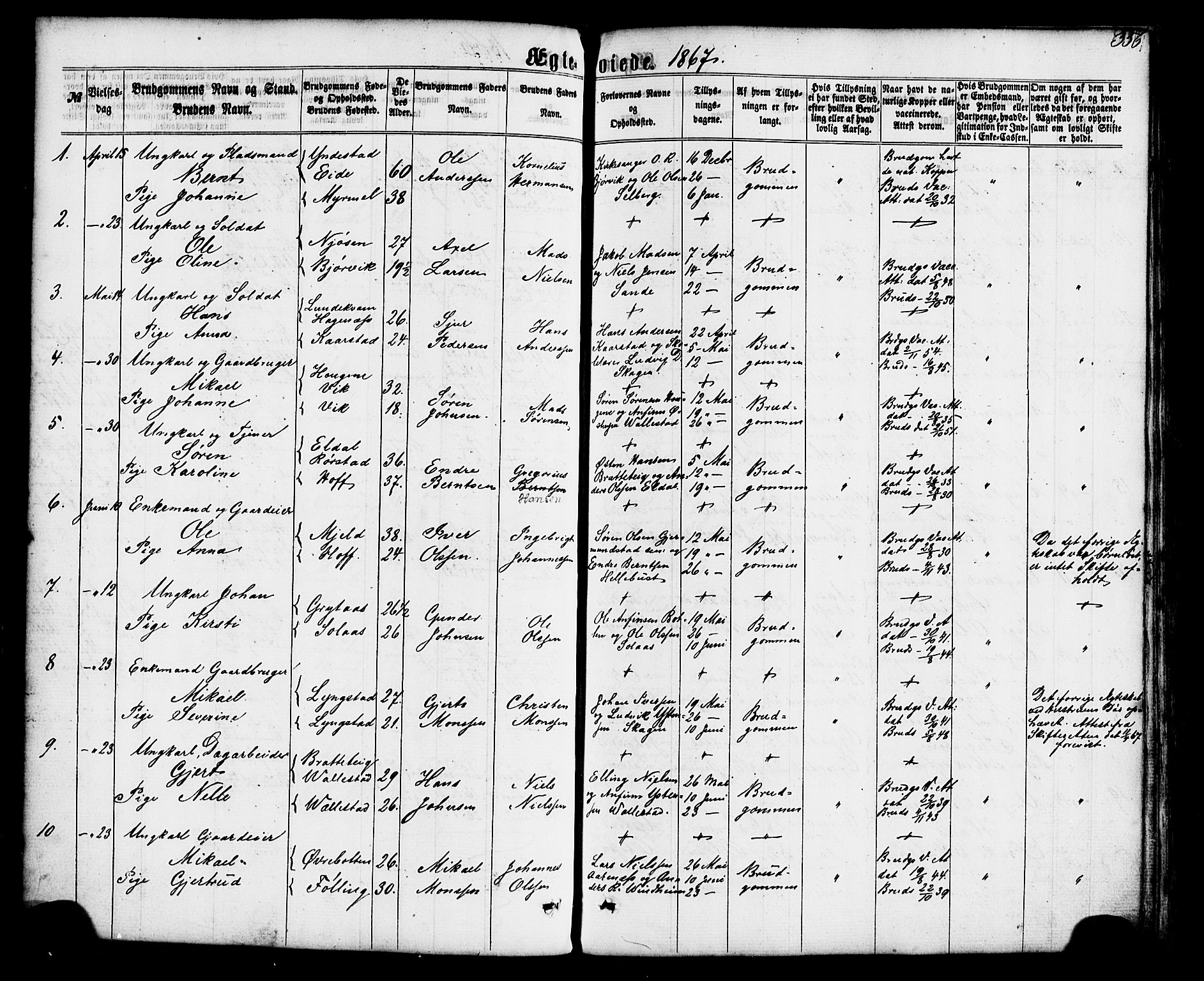 Gaular sokneprestembete, AV/SAB-A-80001/H/Haa: Parish register (official) no. A 5, 1860-1881, p. 356