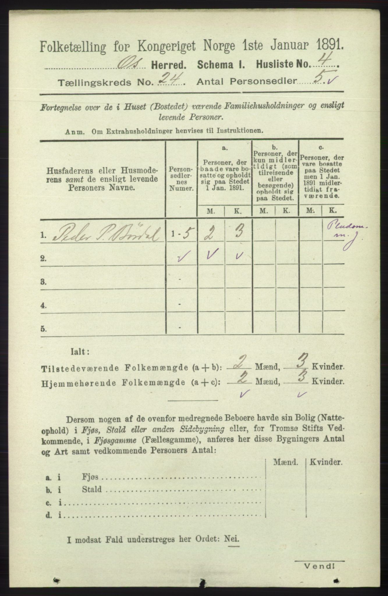 RA, 1891 census for 1243 Os, 1891, p. 5191