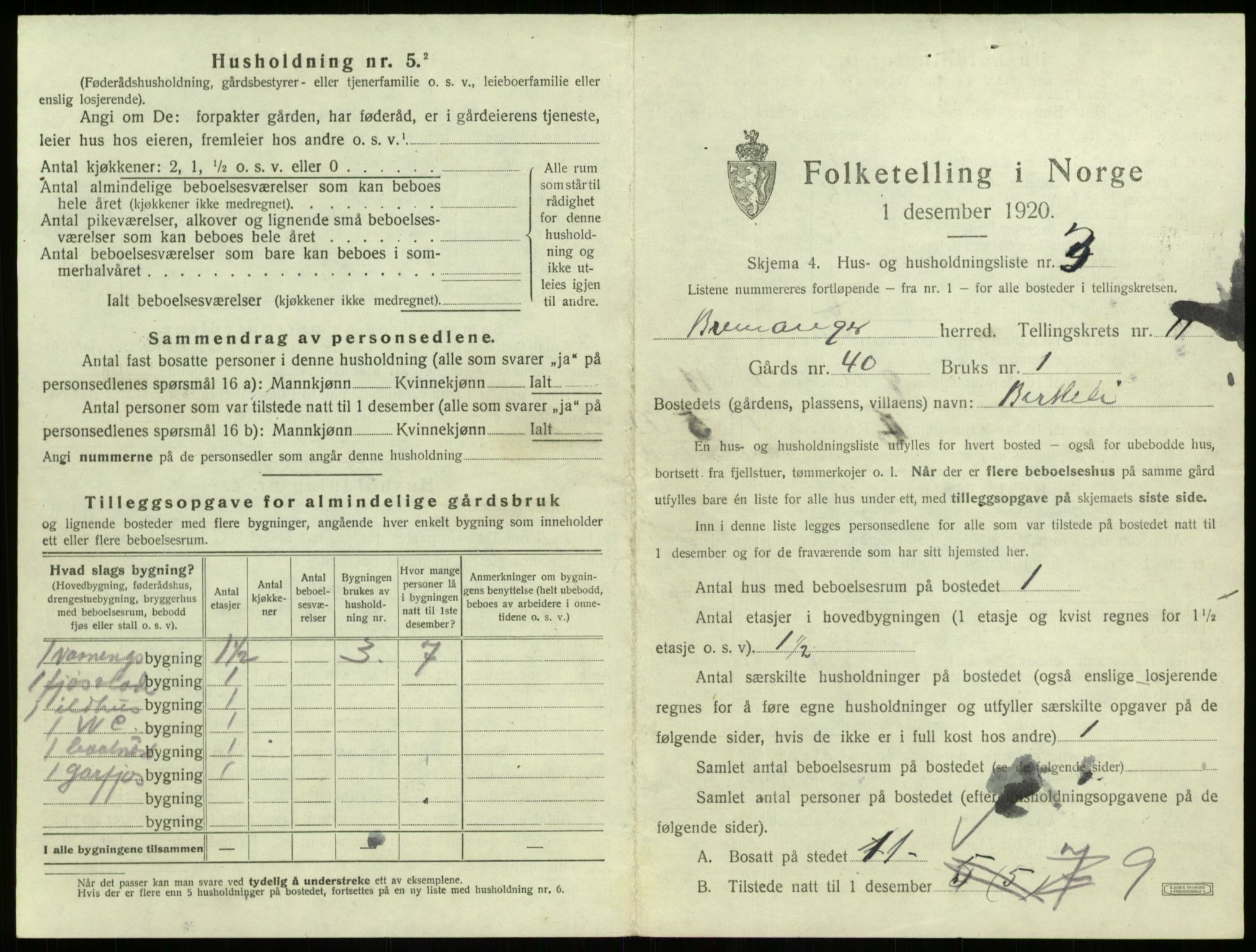 SAB, 1920 census for Bremanger, 1920, p. 757