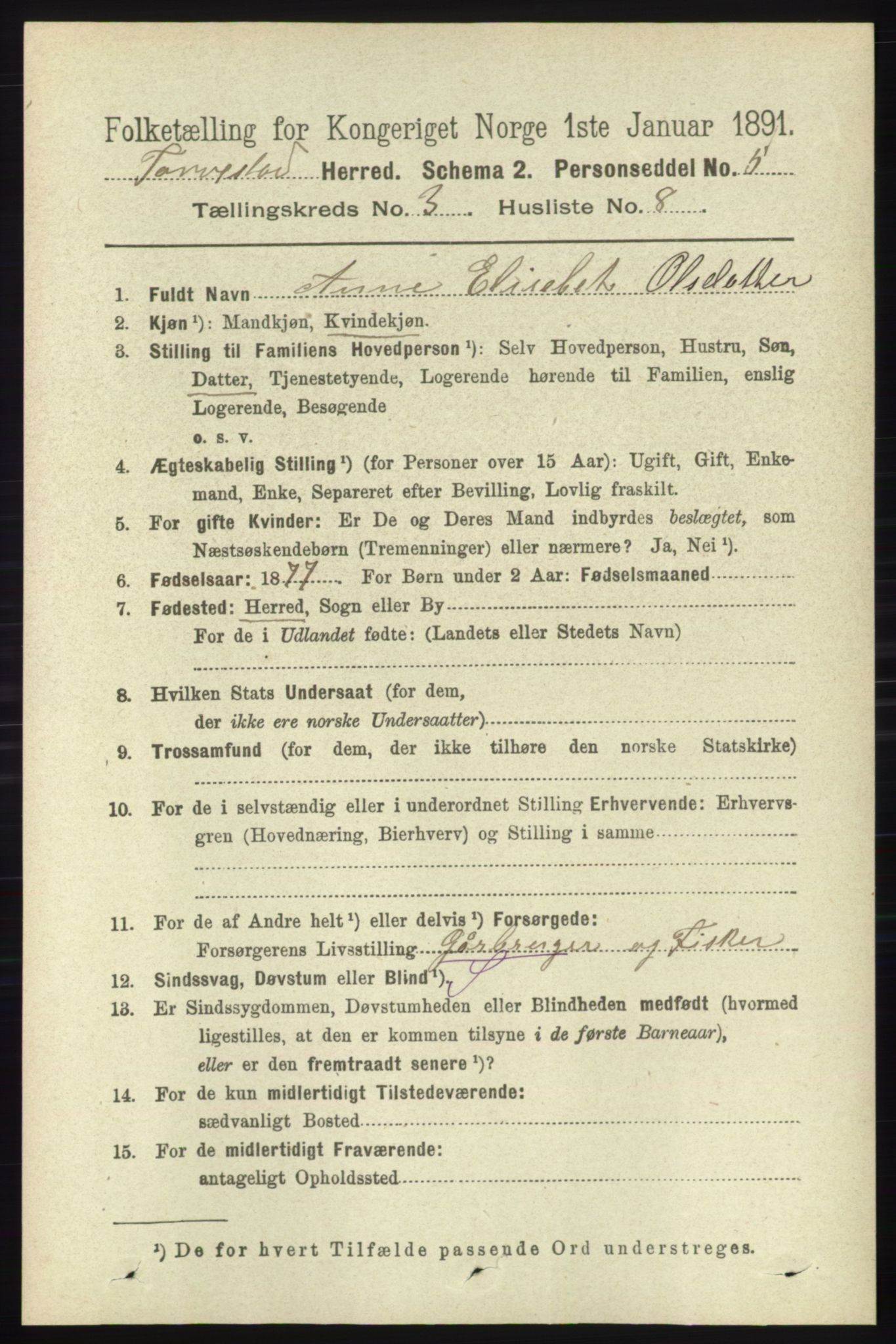 RA, 1891 census for 1152 Torvastad, 1891, p. 998