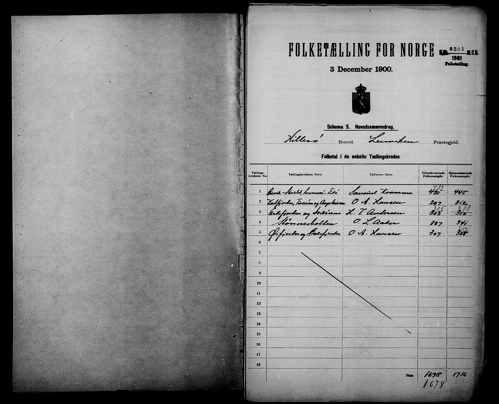 SATØ, 1900 census for Hillesøy, 1900, p. 2