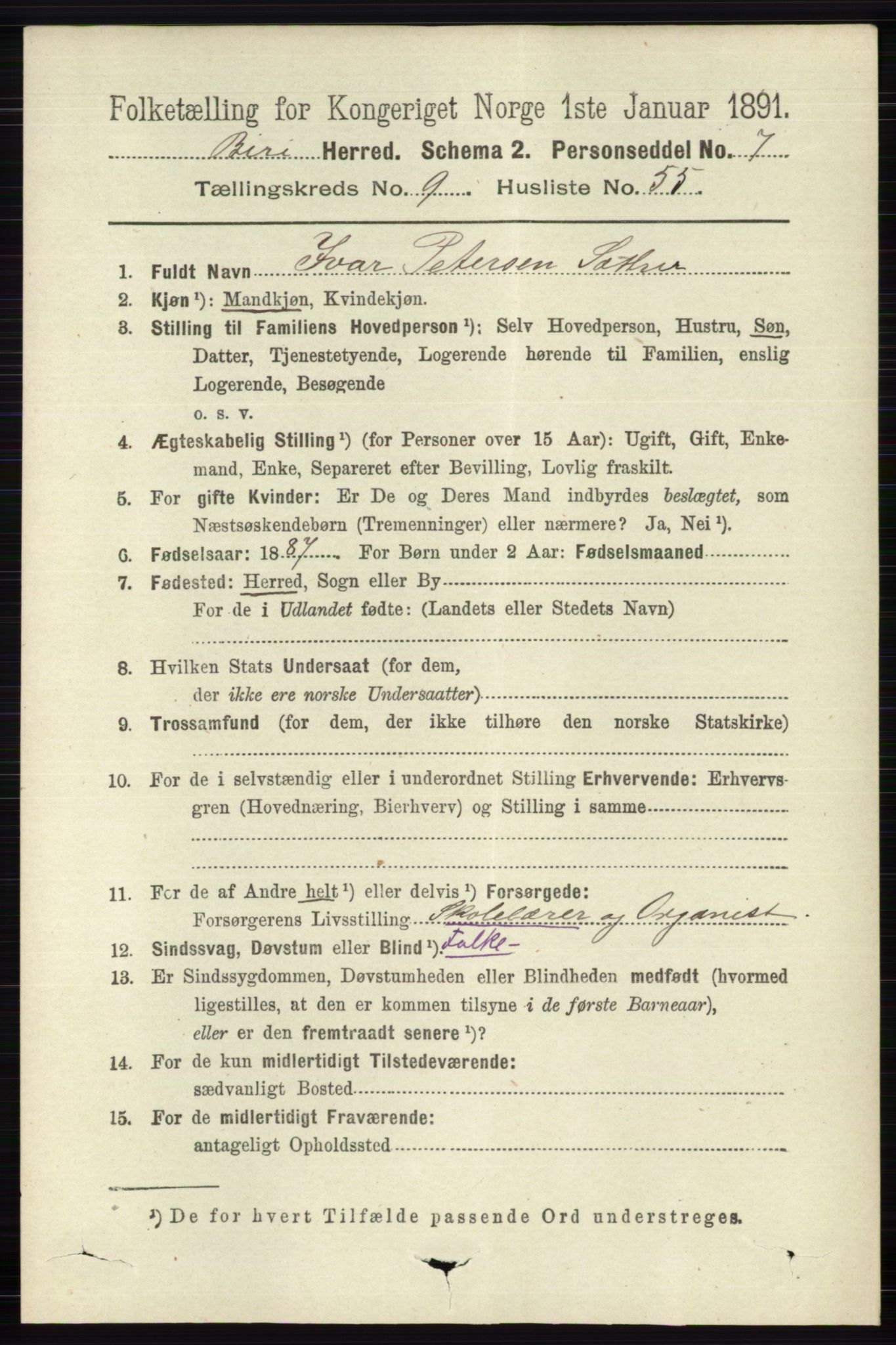 RA, 1891 census for 0525 Biri, 1891, p. 3734