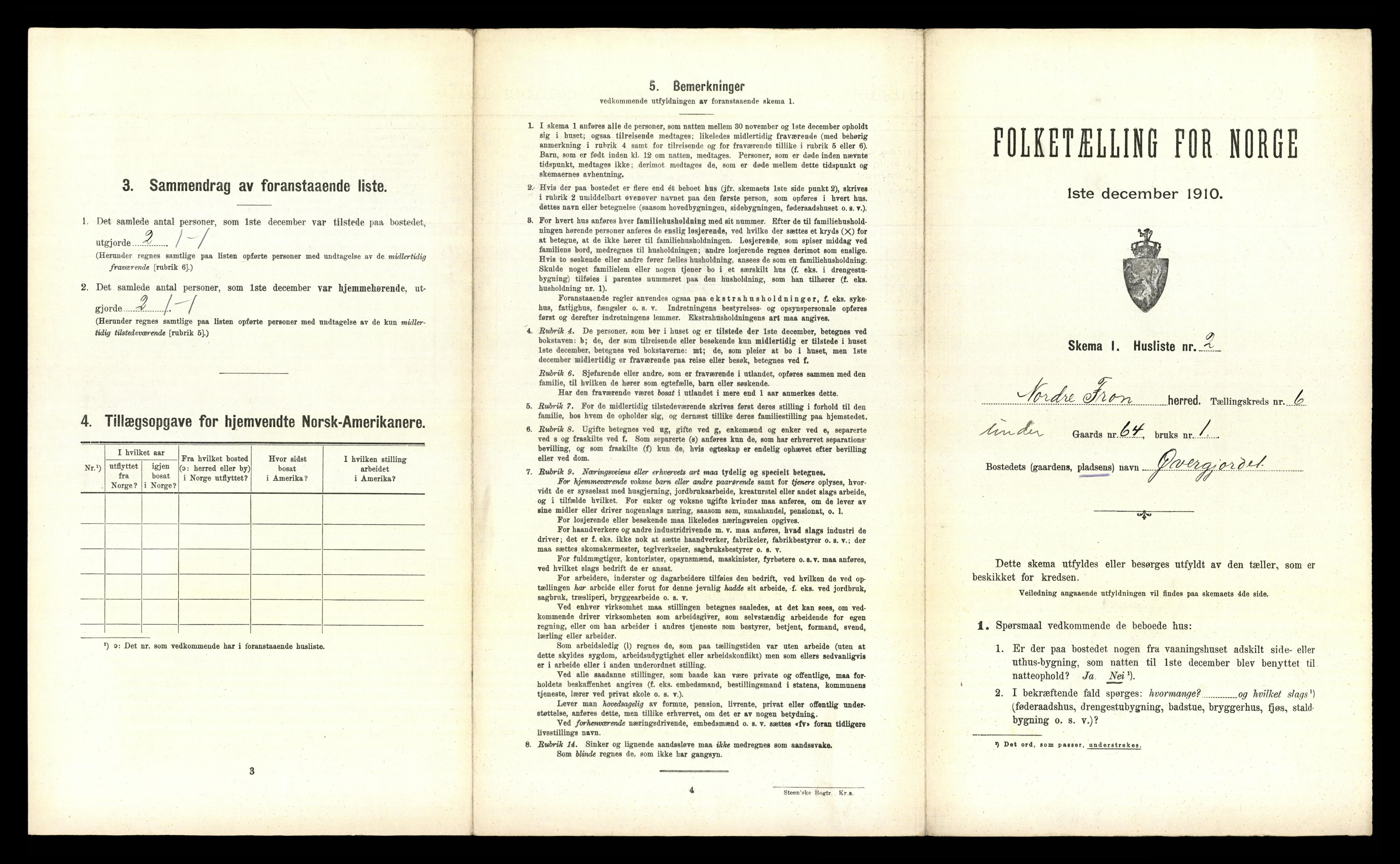 RA, 1910 census for Nord-Fron, 1910, p. 704