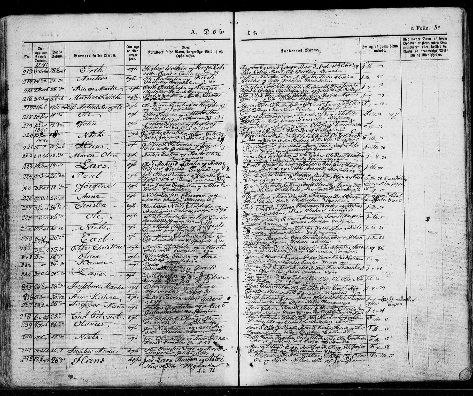 Eiker kirkebøker, AV/SAKO-A-4/G/Ga/L0002: Parish register (copy) no. I 2, 1832-1856, p. 80