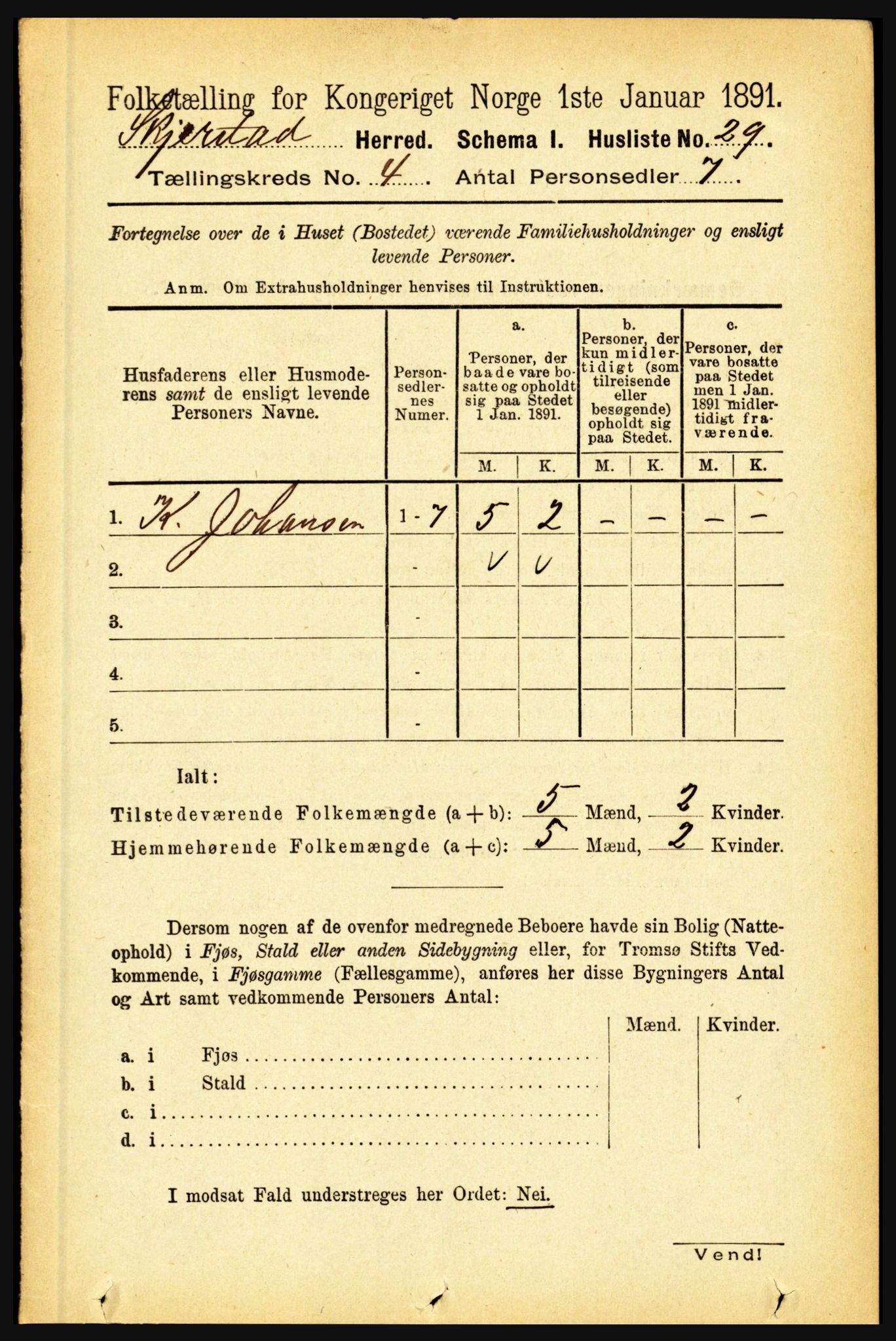 RA, 1891 census for 1842 Skjerstad, 1891, p. 1090