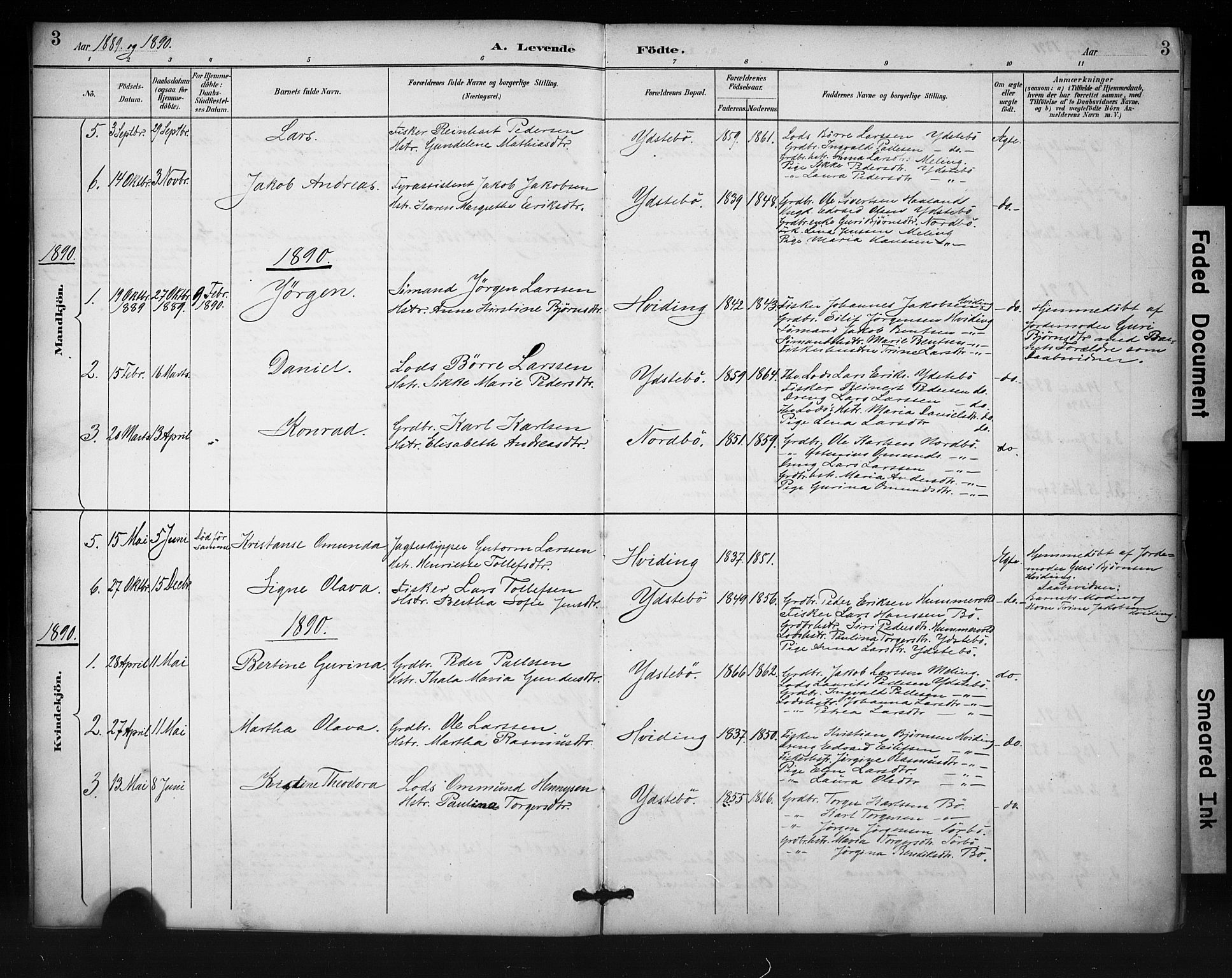 Rennesøy sokneprestkontor, SAST/A -101827/H/Ha/Haa/L0013: Parish register (official) no. A 12, 1888-1916, p. 3