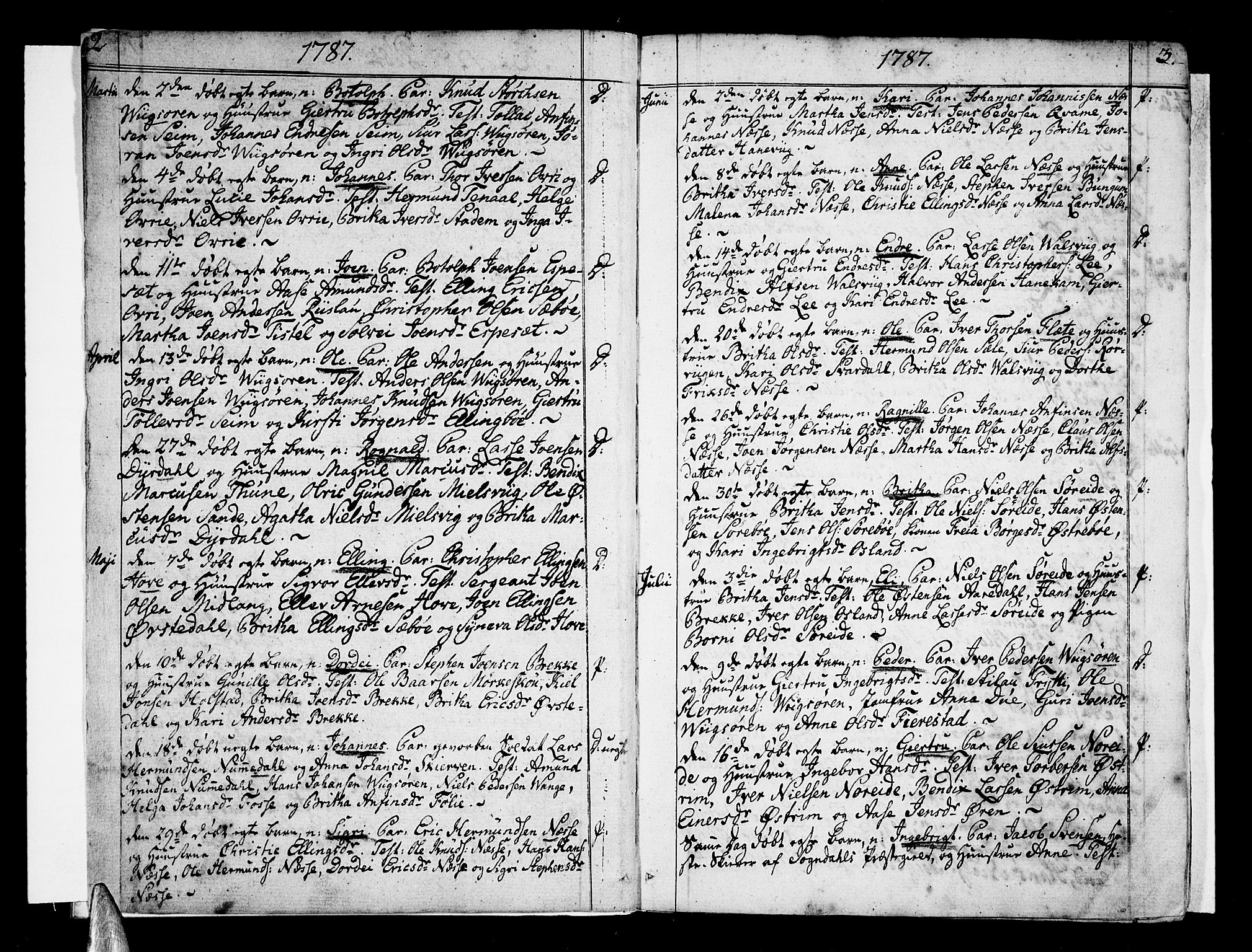 Vik sokneprestembete, SAB/A-81501: Parish register (official) no. A 5, 1787-1820, p. 2-3