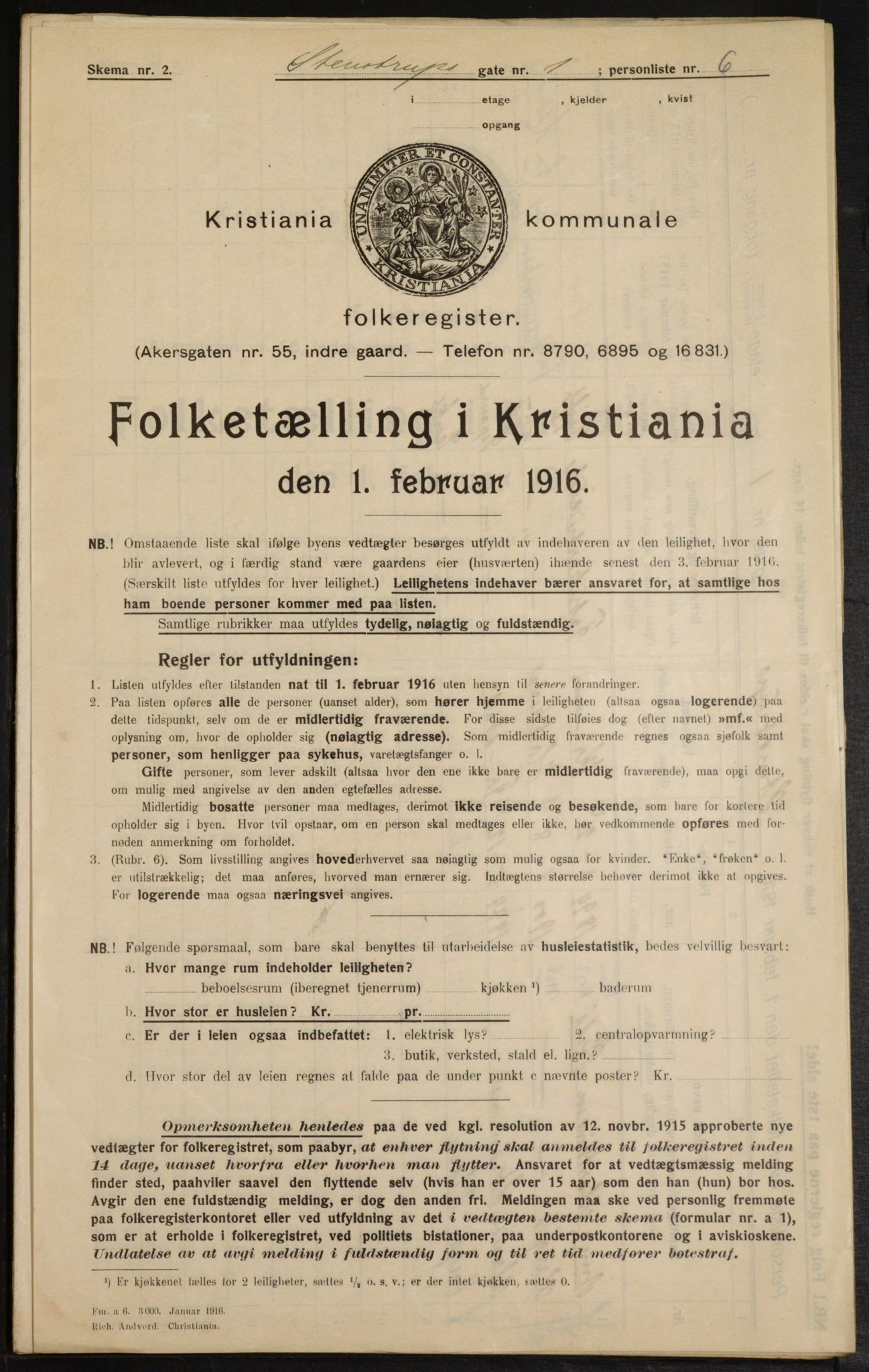 OBA, Municipal Census 1916 for Kristiania, 1916, p. 103511
