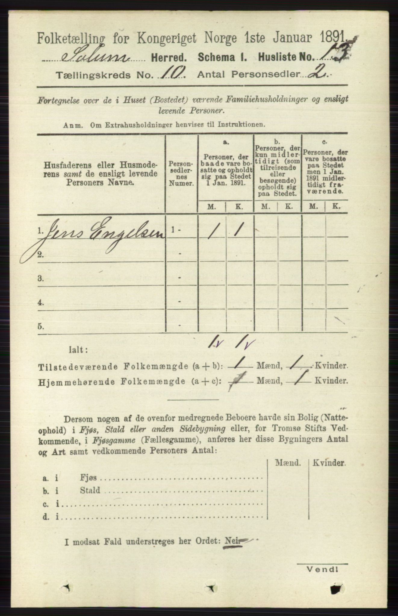 RA, 1891 census for 0818 Solum, 1891, p. 4603