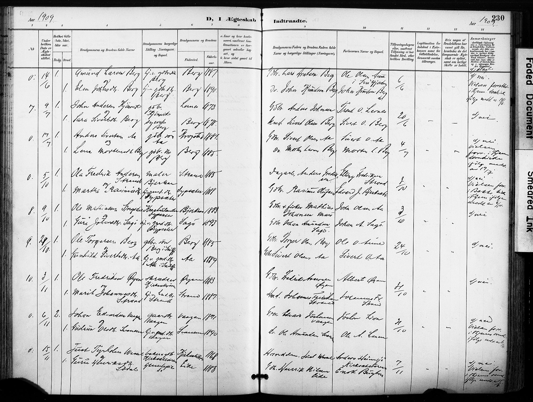 Ministerialprotokoller, klokkerbøker og fødselsregistre - Sør-Trøndelag, SAT/A-1456/630/L0497: Parish register (official) no. 630A10, 1896-1910, p. 230