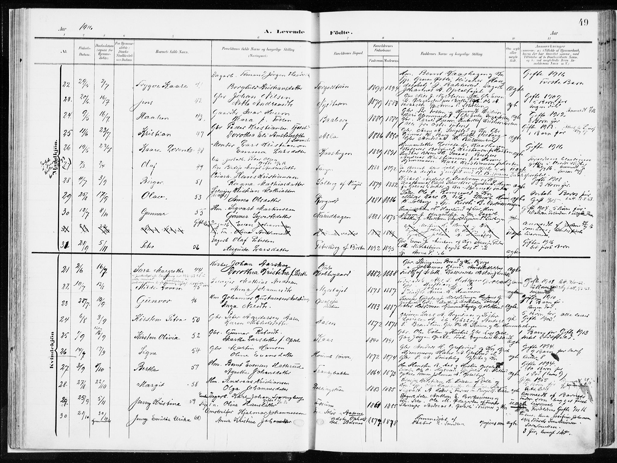 Ringsaker prestekontor, AV/SAH-PREST-014/K/Ka/L0019: Parish register (official) no. 19, 1905-1920, p. 49