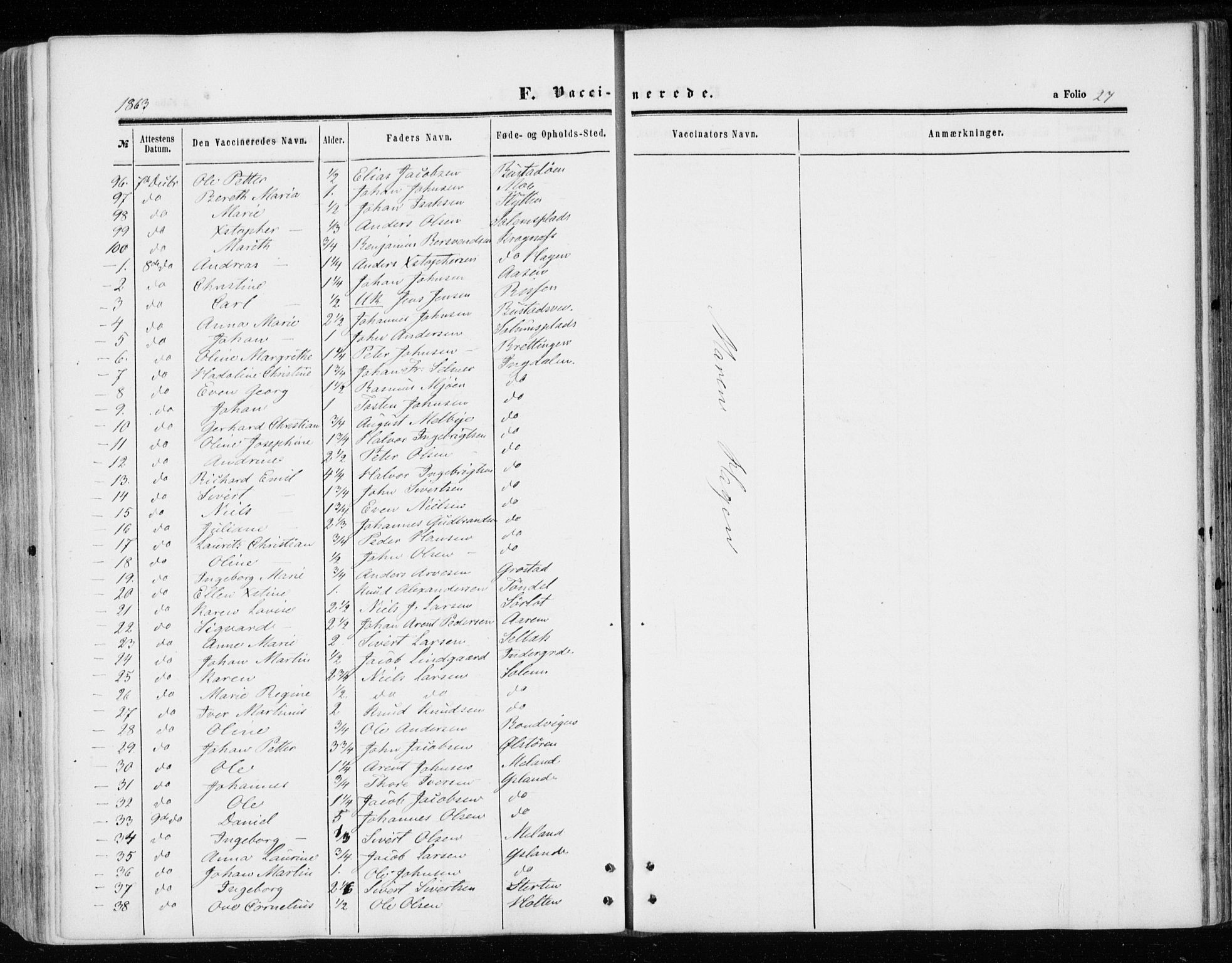 Ministerialprotokoller, klokkerbøker og fødselsregistre - Sør-Trøndelag, AV/SAT-A-1456/646/L0612: Parish register (official) no. 646A10, 1858-1869, p. 27