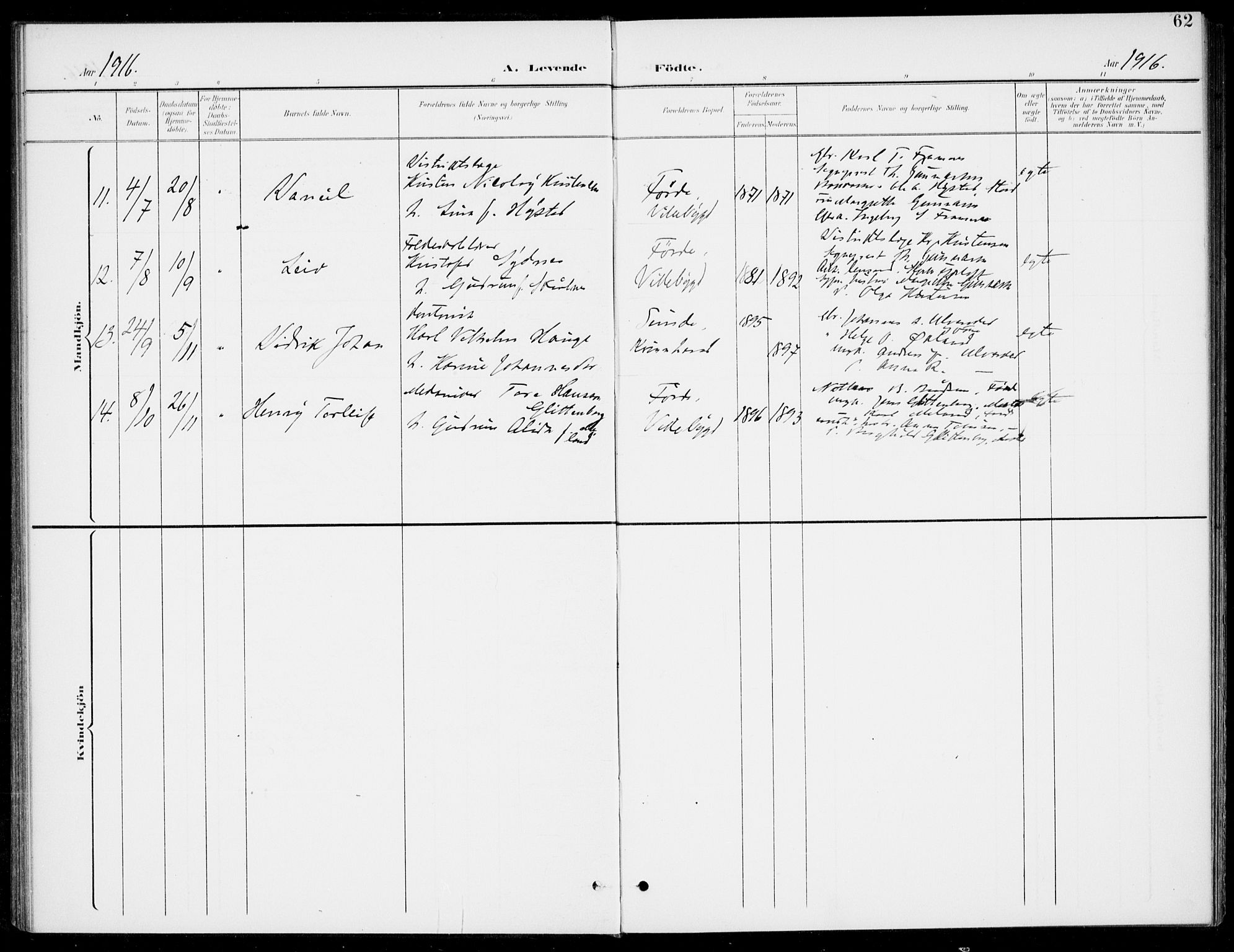 Sveio Sokneprestembete, AV/SAB-A-78501/H/Haa: Parish register (official) no. C 3, 1899-1916, p. 62