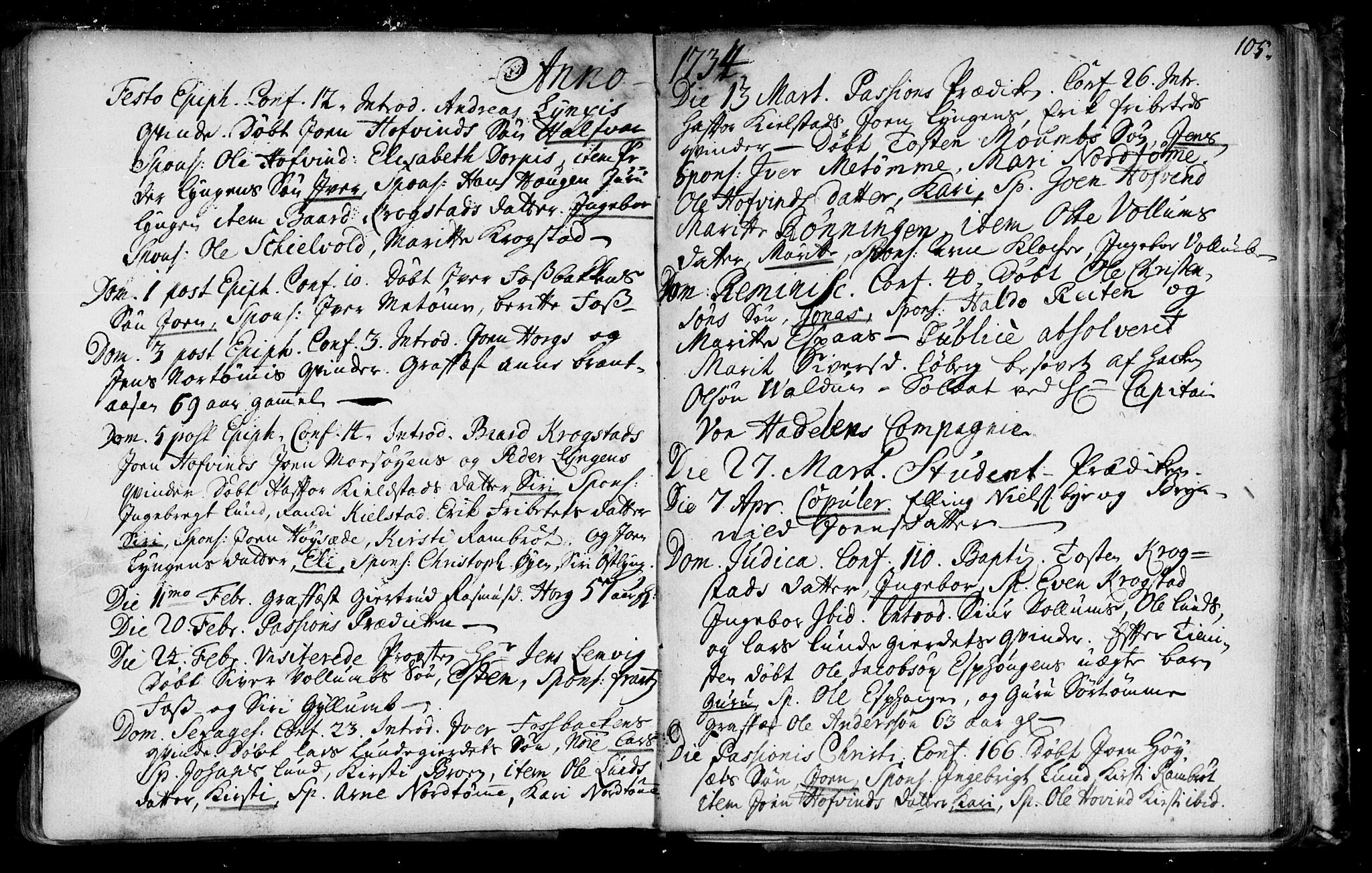 Ministerialprotokoller, klokkerbøker og fødselsregistre - Sør-Trøndelag, SAT/A-1456/692/L1101: Parish register (official) no. 692A01, 1690-1746, p. 105