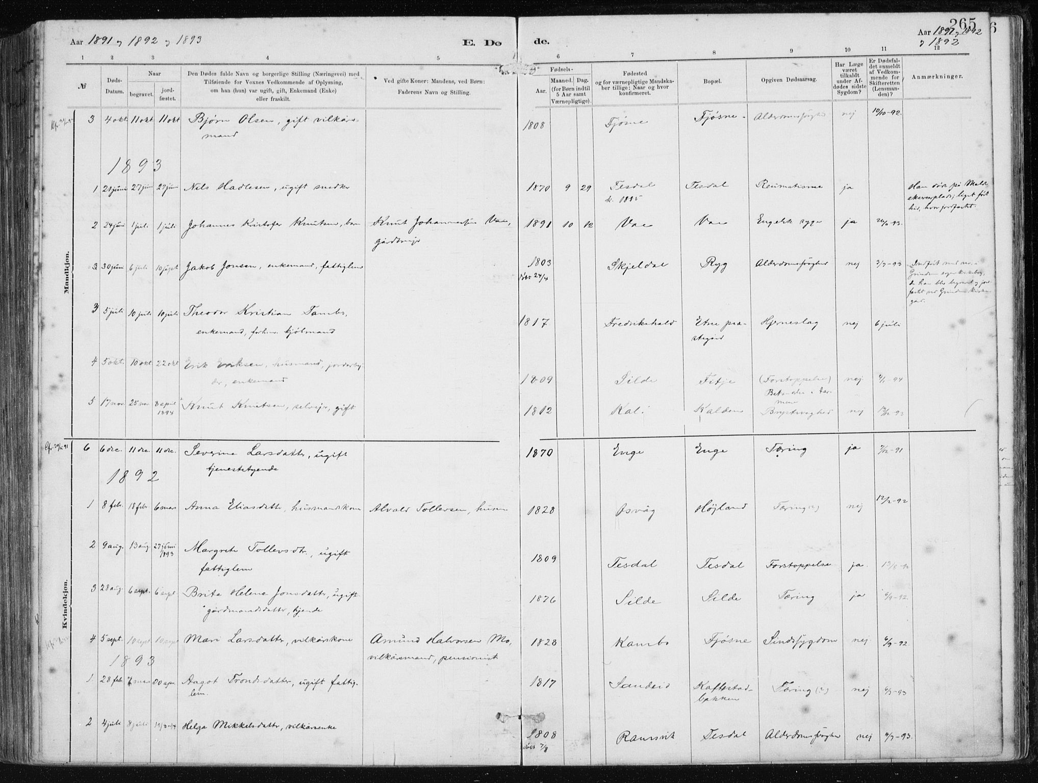 Etne sokneprestembete, SAB/A-75001/H/Haa: Parish register (official) no. B  1, 1879-1919, p. 265
