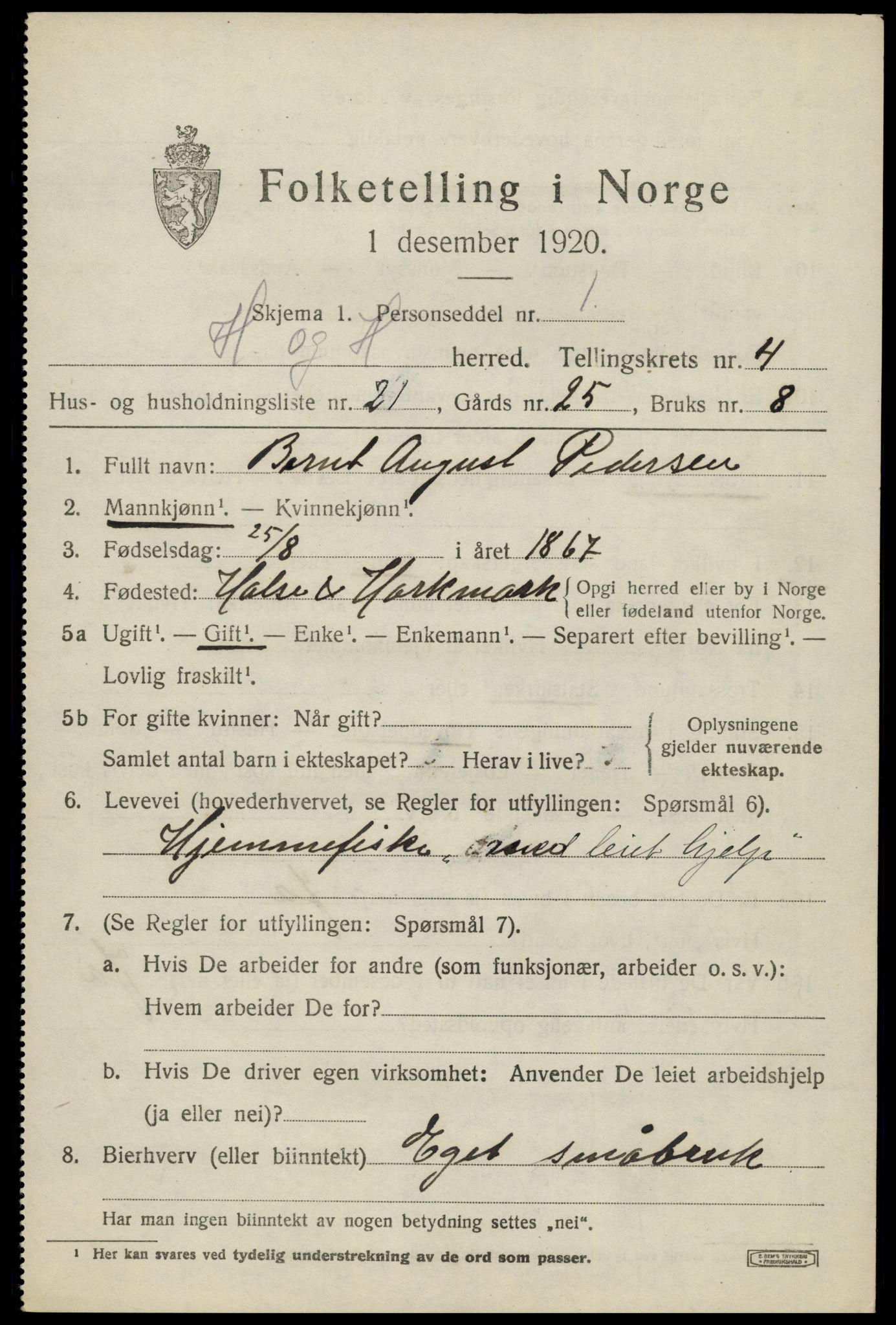 SAK, 1920 census for Halse og Harkmark, 1920, p. 3028