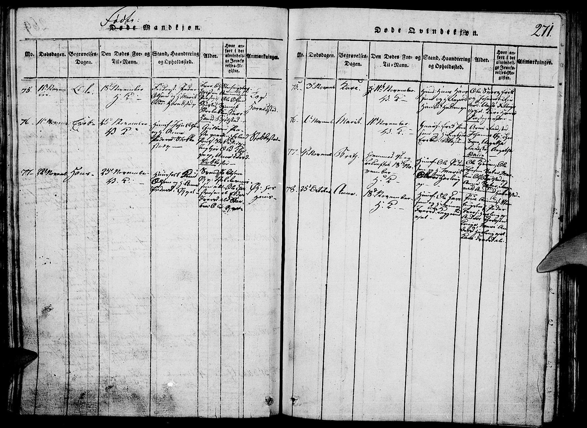 Vågå prestekontor, SAH/PREST-076/H/Ha/Hab/L0001: Parish register (copy) no. 1, 1815-1827, p. 270-271