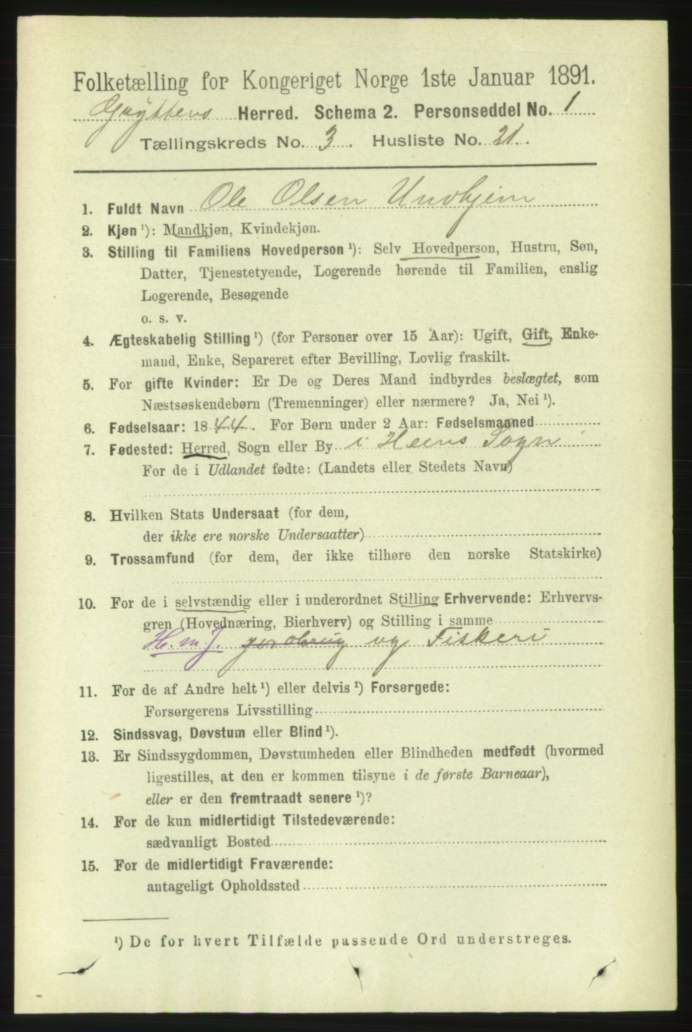 RA, 1891 census for 1539 Grytten, 1891, p. 1053