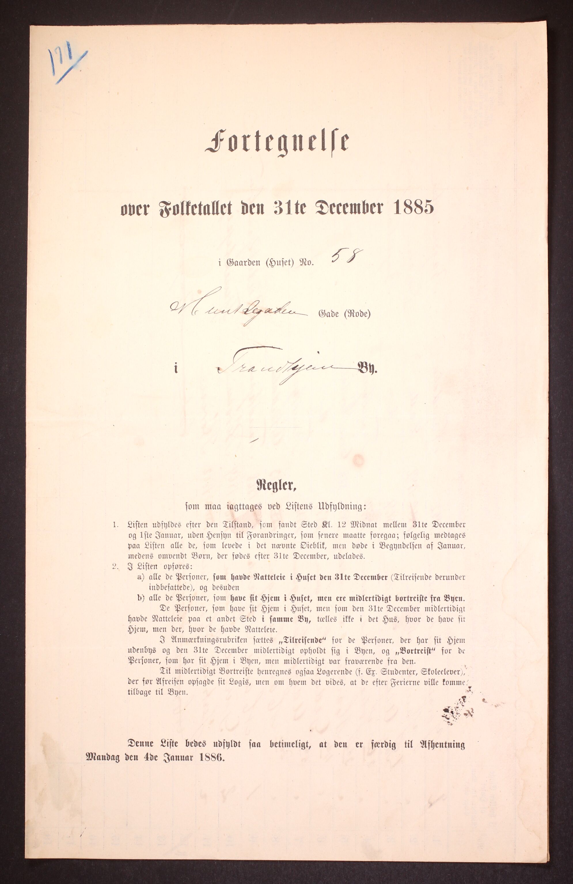 SAT, 1885 census for 1601 Trondheim, 1885, p. 1466