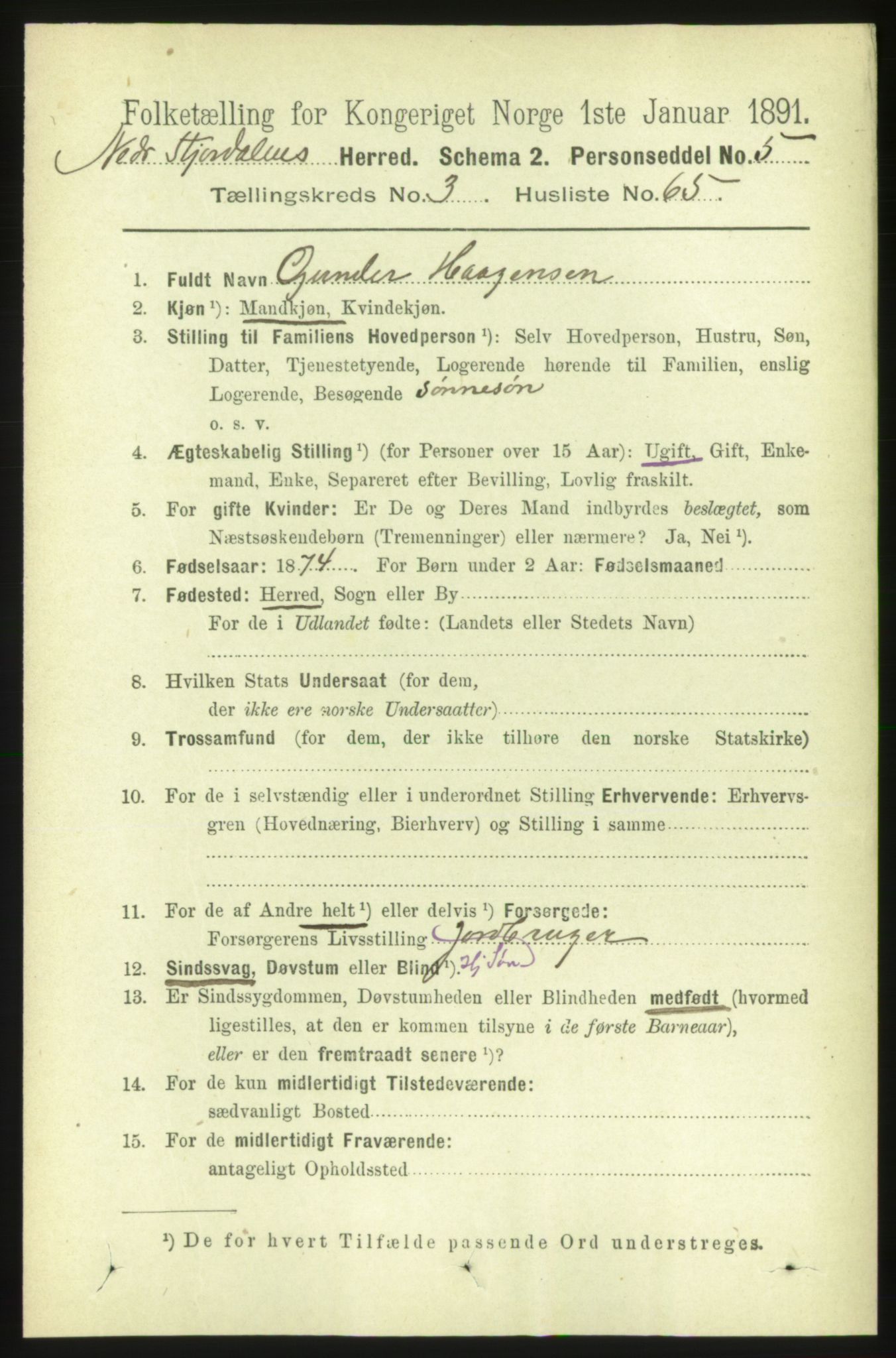 RA, 1891 census for 1714 Nedre Stjørdal, 1891, p. 1417