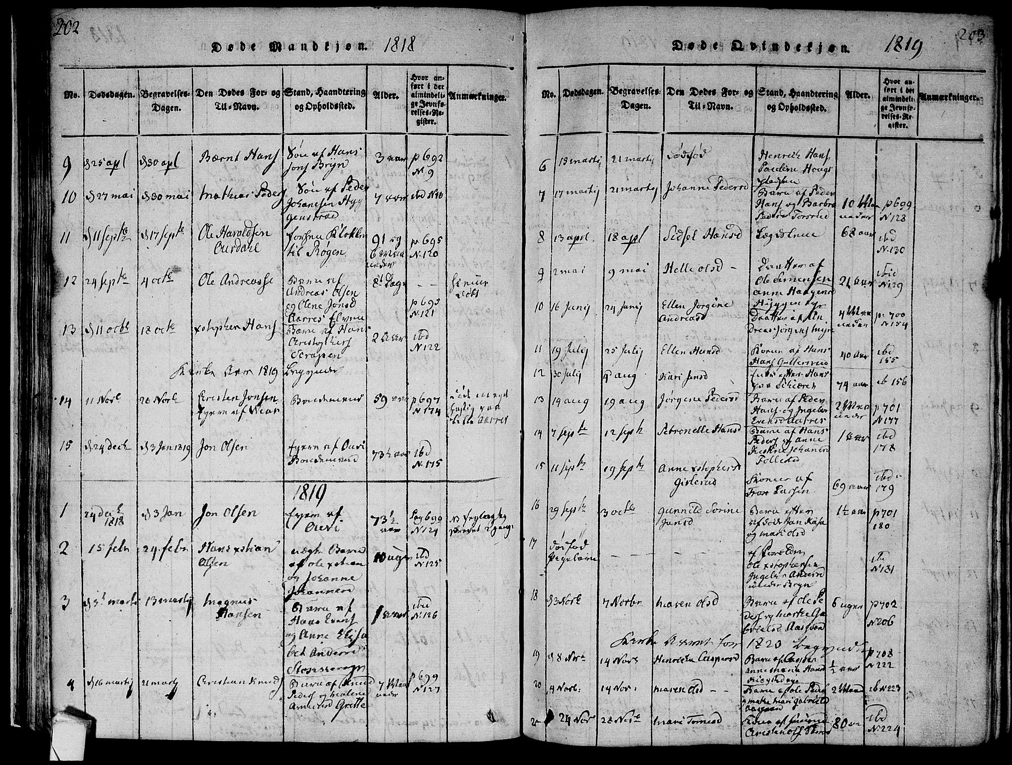 Røyken kirkebøker, SAKO/A-241/F/Fa/L0004: Parish register (official) no. 4, 1814-1832, p. 202-203