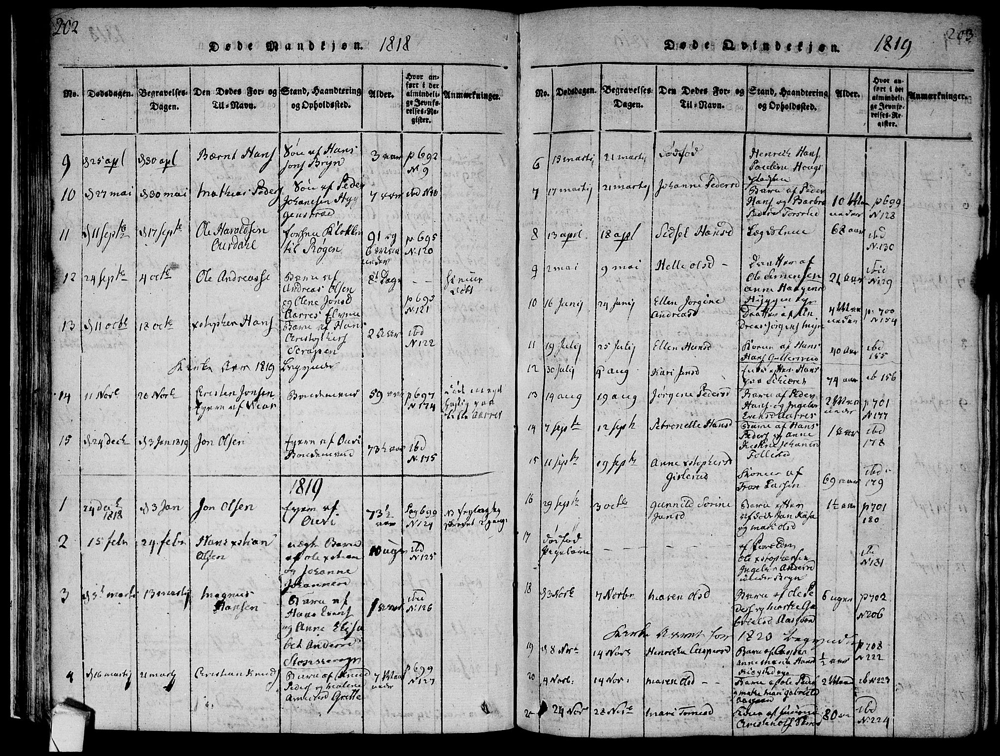 Røyken kirkebøker, AV/SAKO-A-241/F/Fa/L0004: Parish register (official) no. 4, 1814-1832, p. 202-203