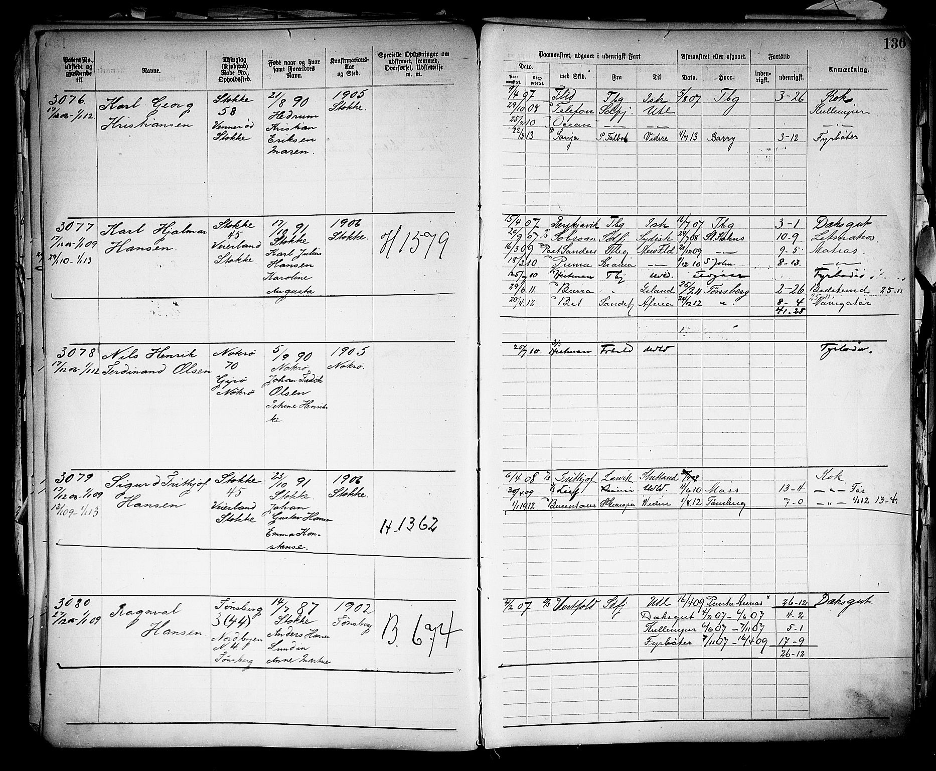 Tønsberg innrulleringskontor, SAKO/A-786/F/Fb/L0005: Annotasjonsrulle Patent nr. 2401-4080, 1904-1910, p. 140