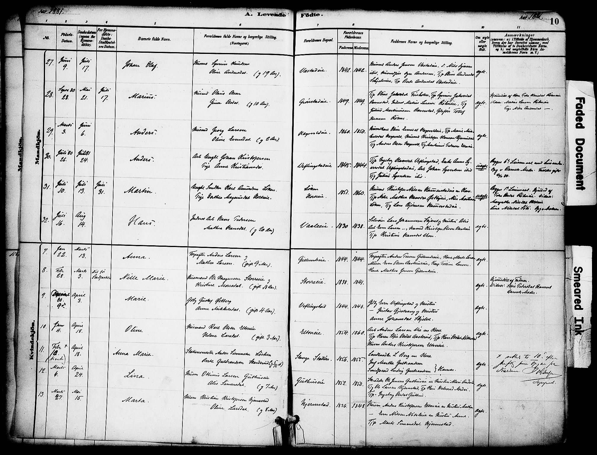 Stange prestekontor, SAH/PREST-002/K/L0017: Parish register (official) no. 17, 1880-1893, p. 10