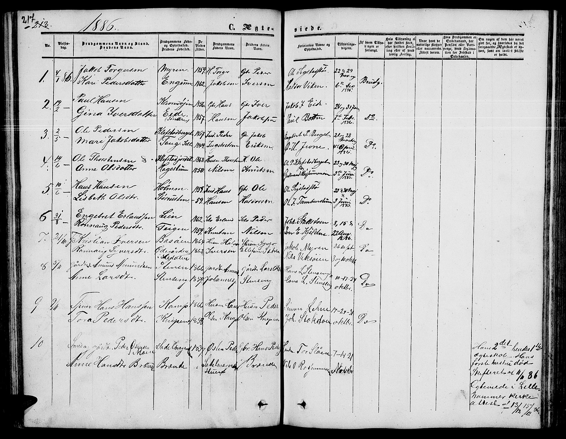 Nord-Fron prestekontor, SAH/PREST-080/H/Ha/Hab/L0003: Parish register (copy) no. 3, 1851-1886, p. 217