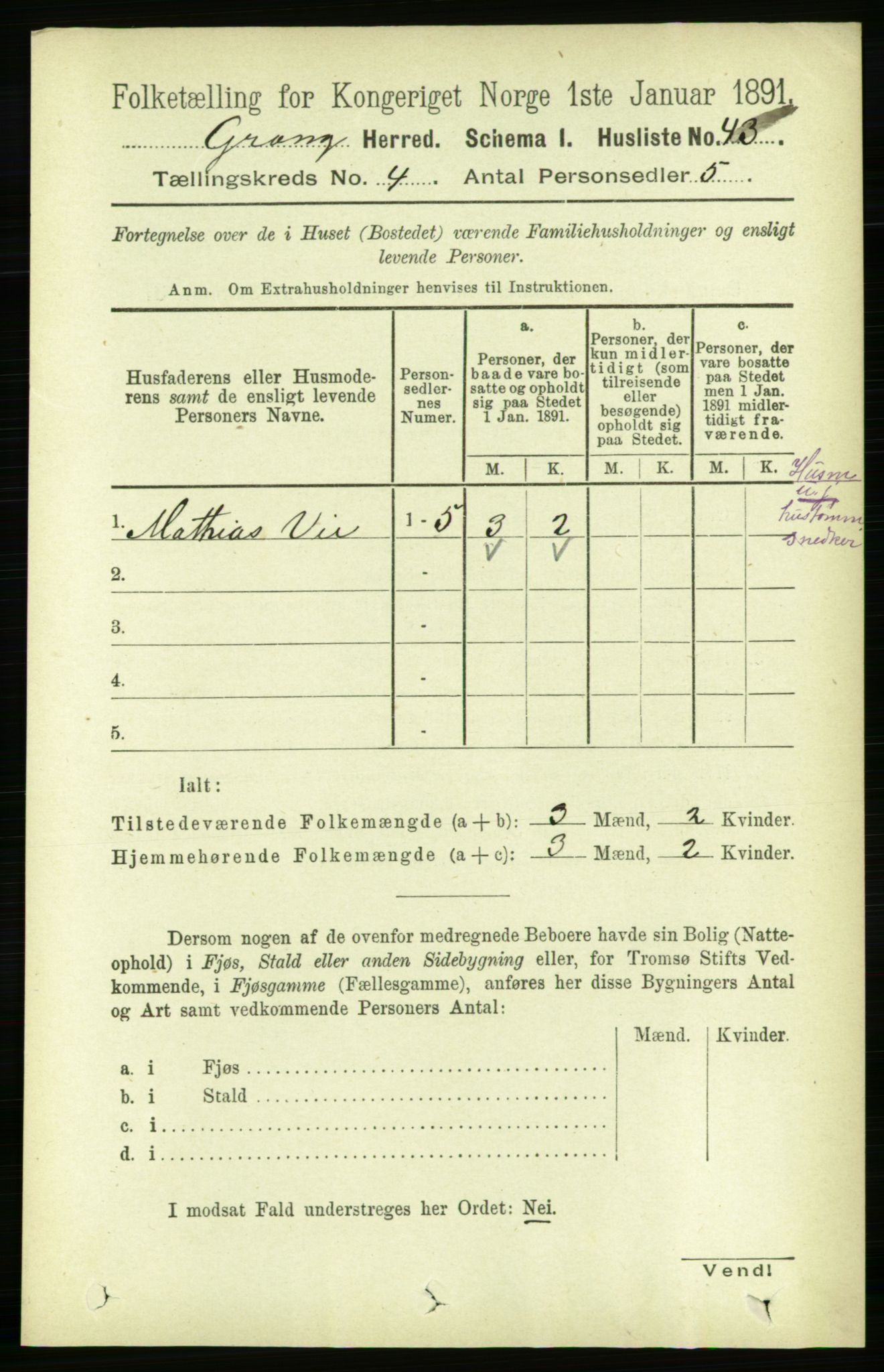 RA, 1891 census for 1742 Grong, 1891, p. 1484