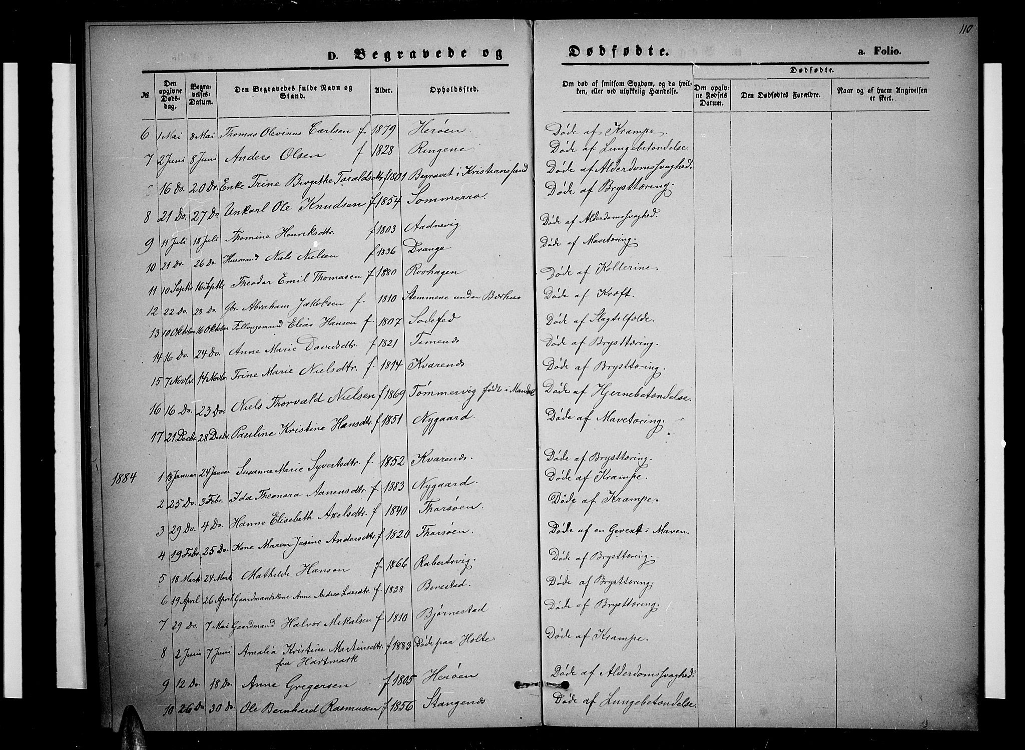 Oddernes sokneprestkontor, AV/SAK-1111-0033/F/Fb/Fbb/L0001: Parish register (copy) no. B 1, 1871-1888, p. 110