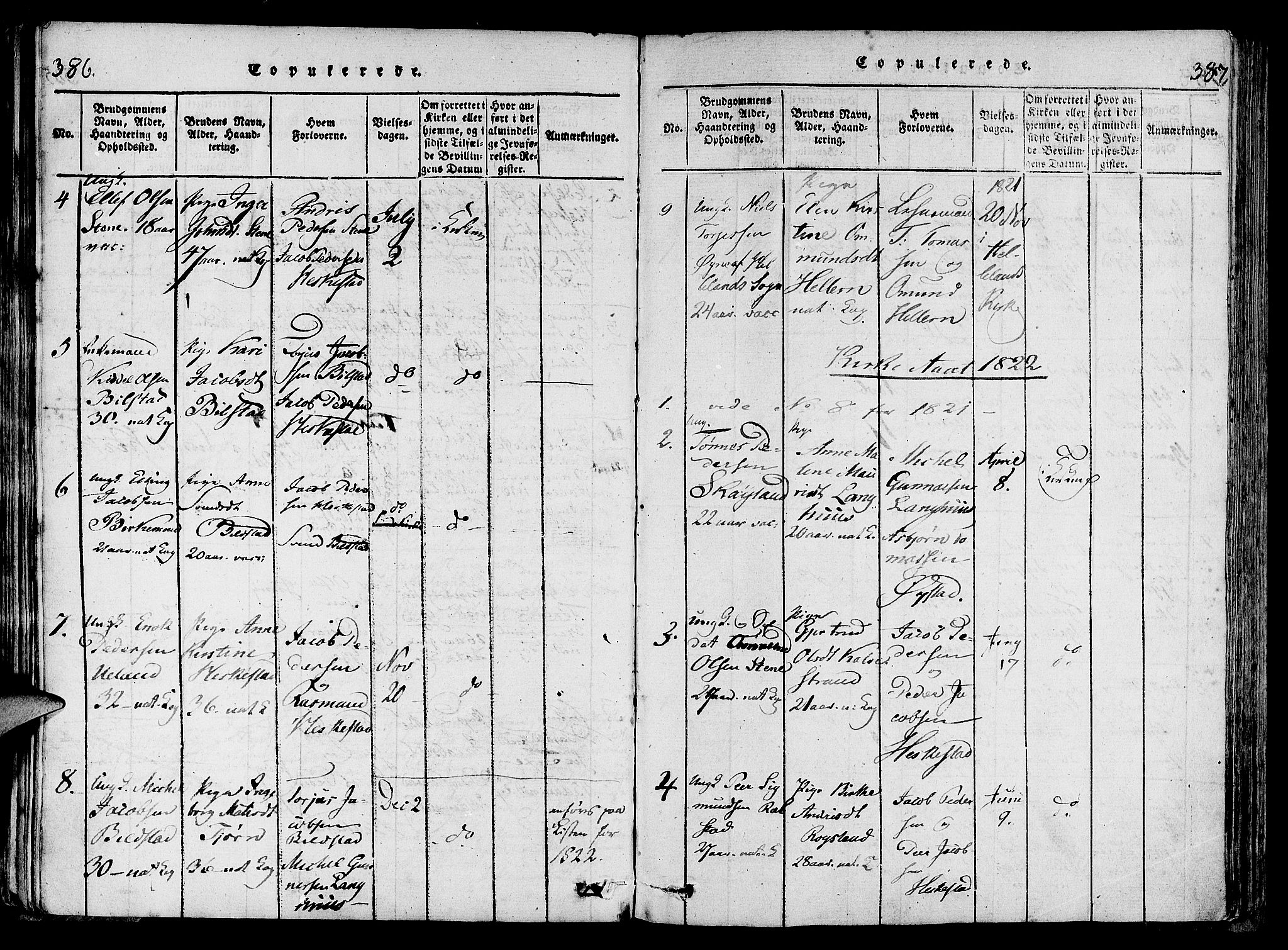 Lund sokneprestkontor, SAST/A-101809/S06/L0006: Parish register (official) no. A 6, 1816-1839, p. 386-387