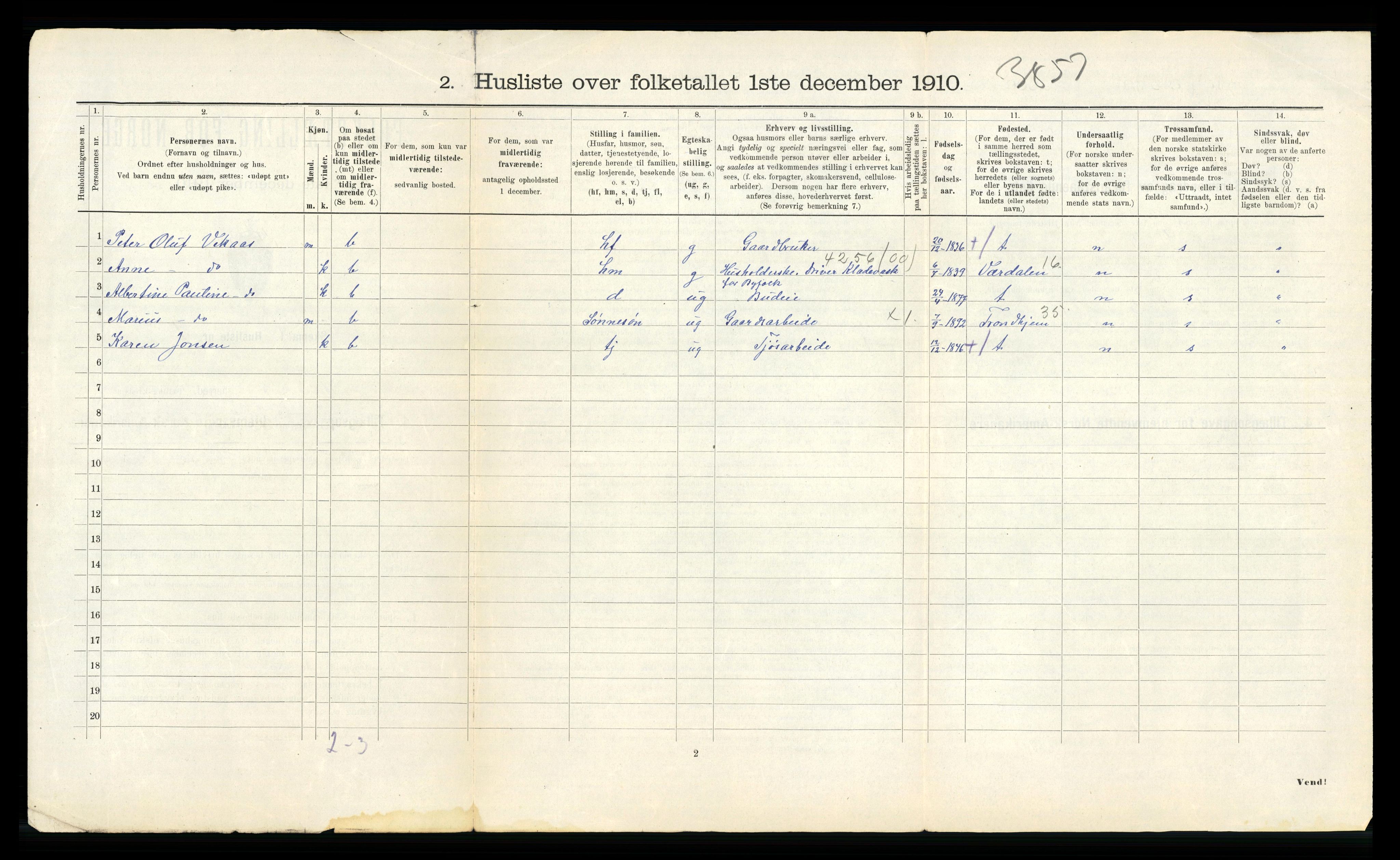 RA, 1910 census for Strinda, 1910, p. 739