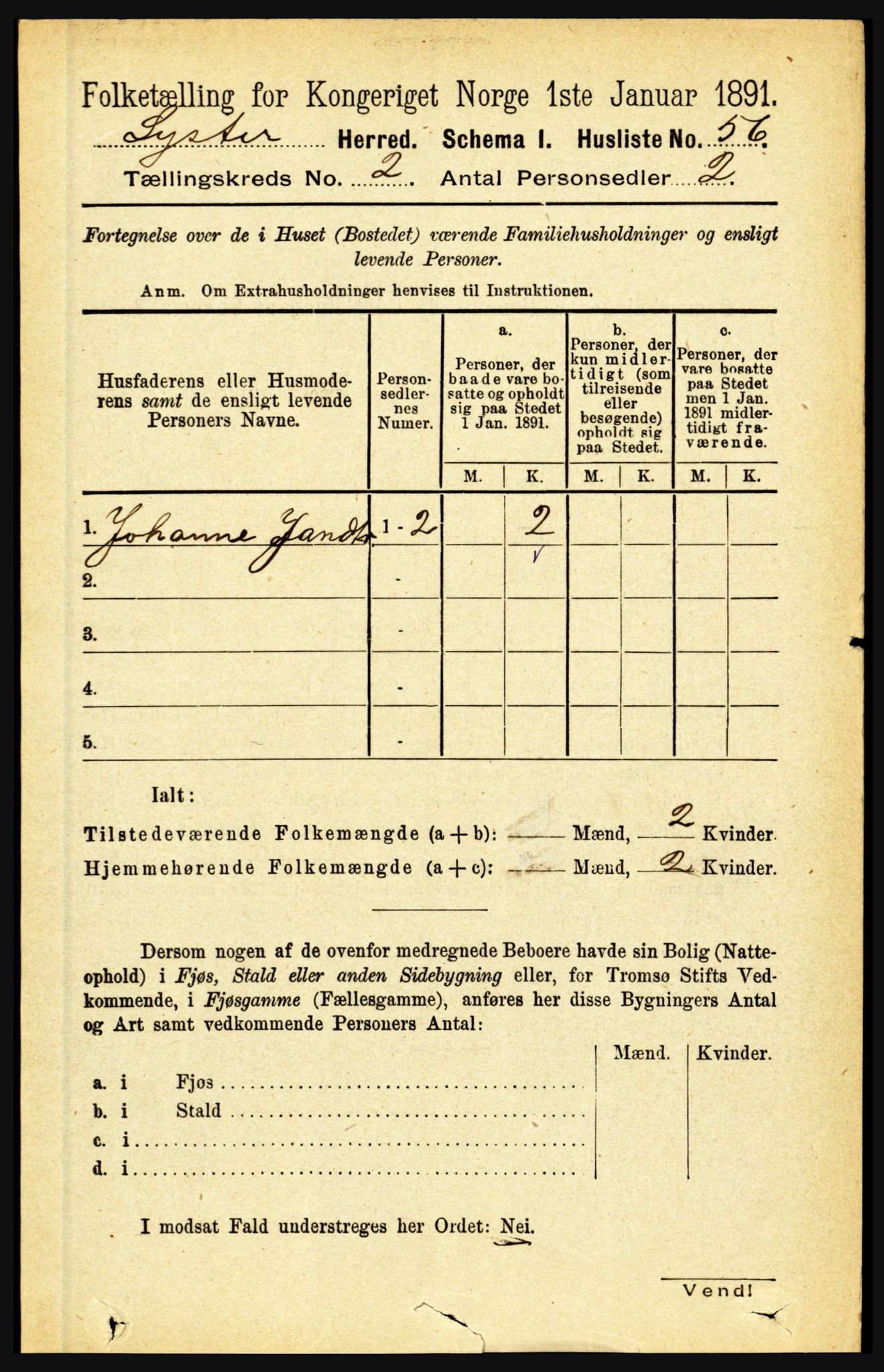 RA, 1891 census for 1426 Luster, 1891, p. 835