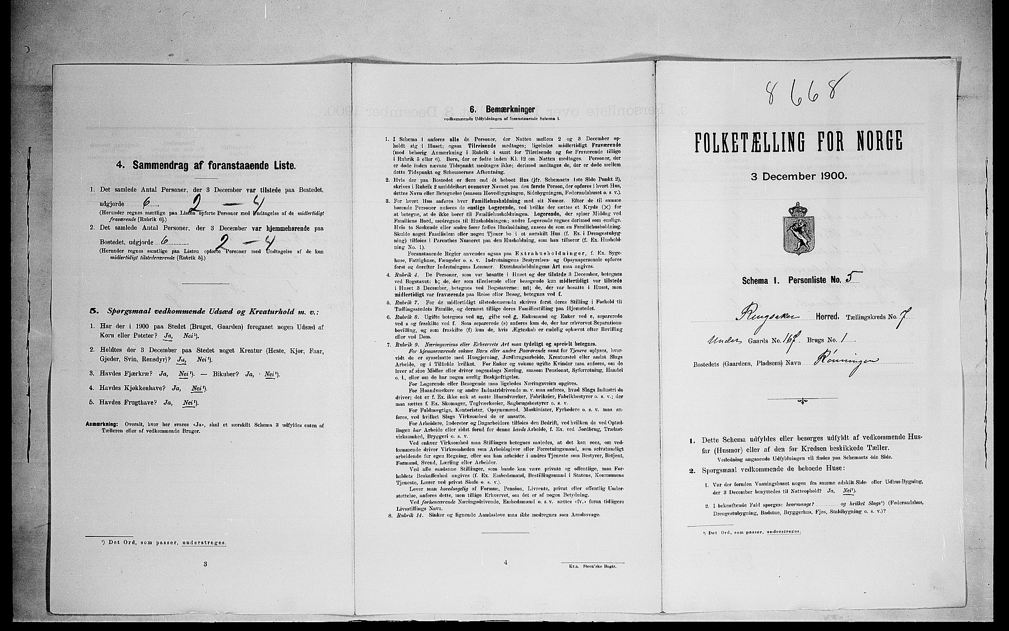 SAH, 1900 census for Ringsaker, 1900, p. 1401